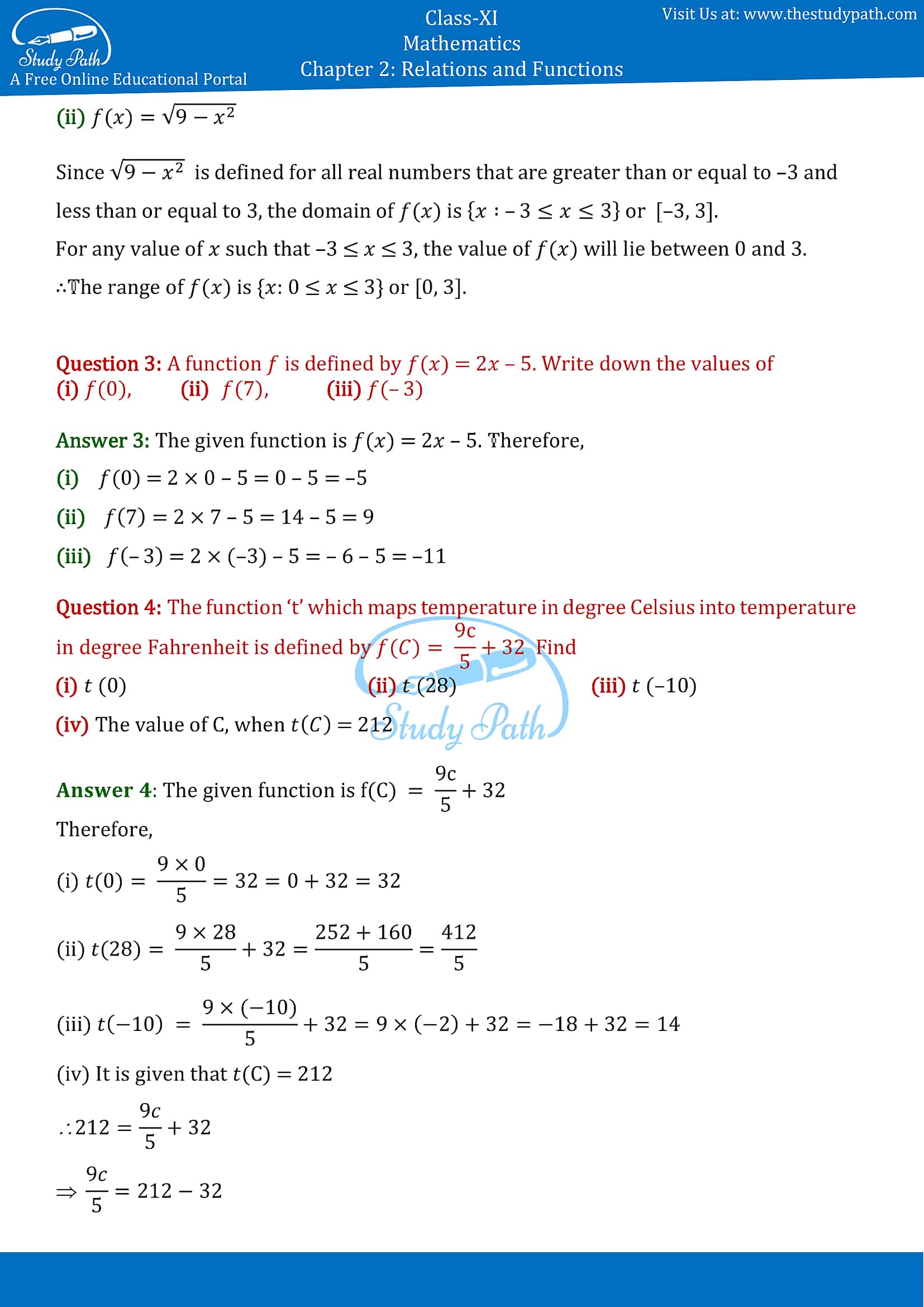 NCERT Solutions for Class 11 Maths Chapter 2 Relations and Functions Exercise 2.3