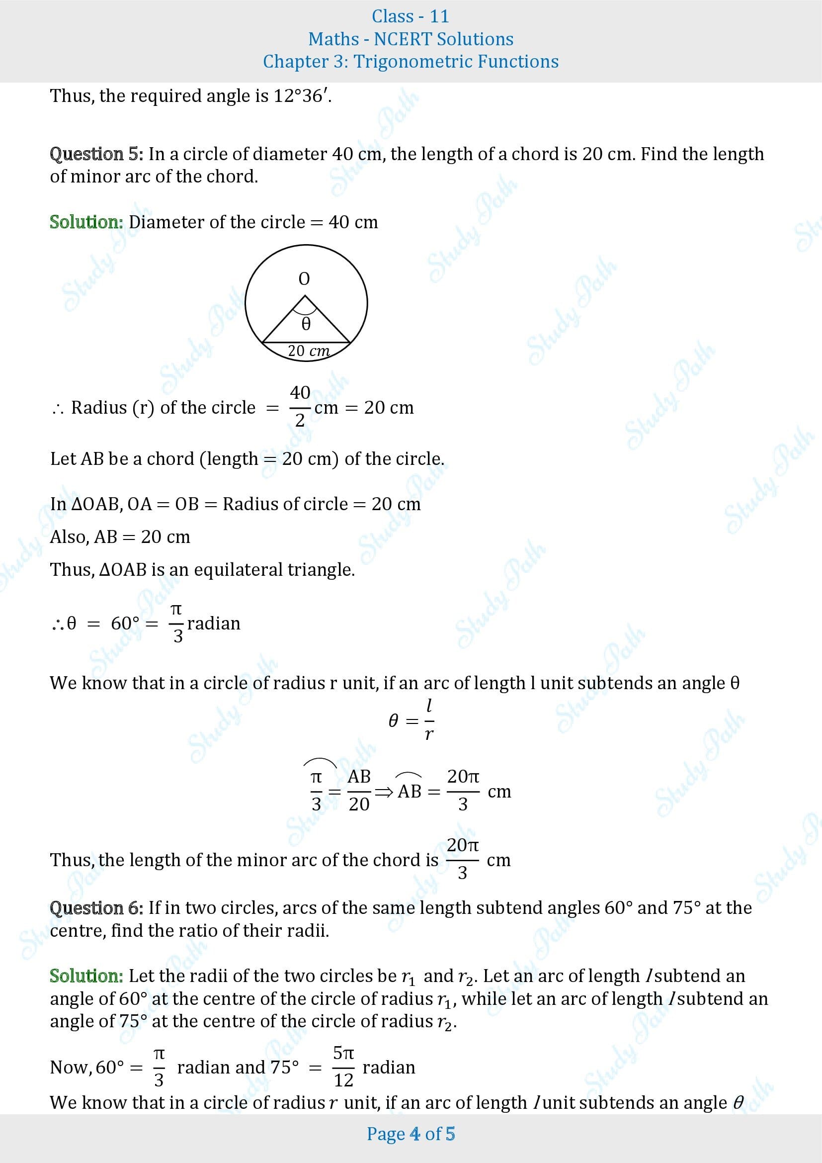 NCERT Solutions for Class 11 Maths Chapter 3 Trigonometric Functions Exercise 3.1 00004