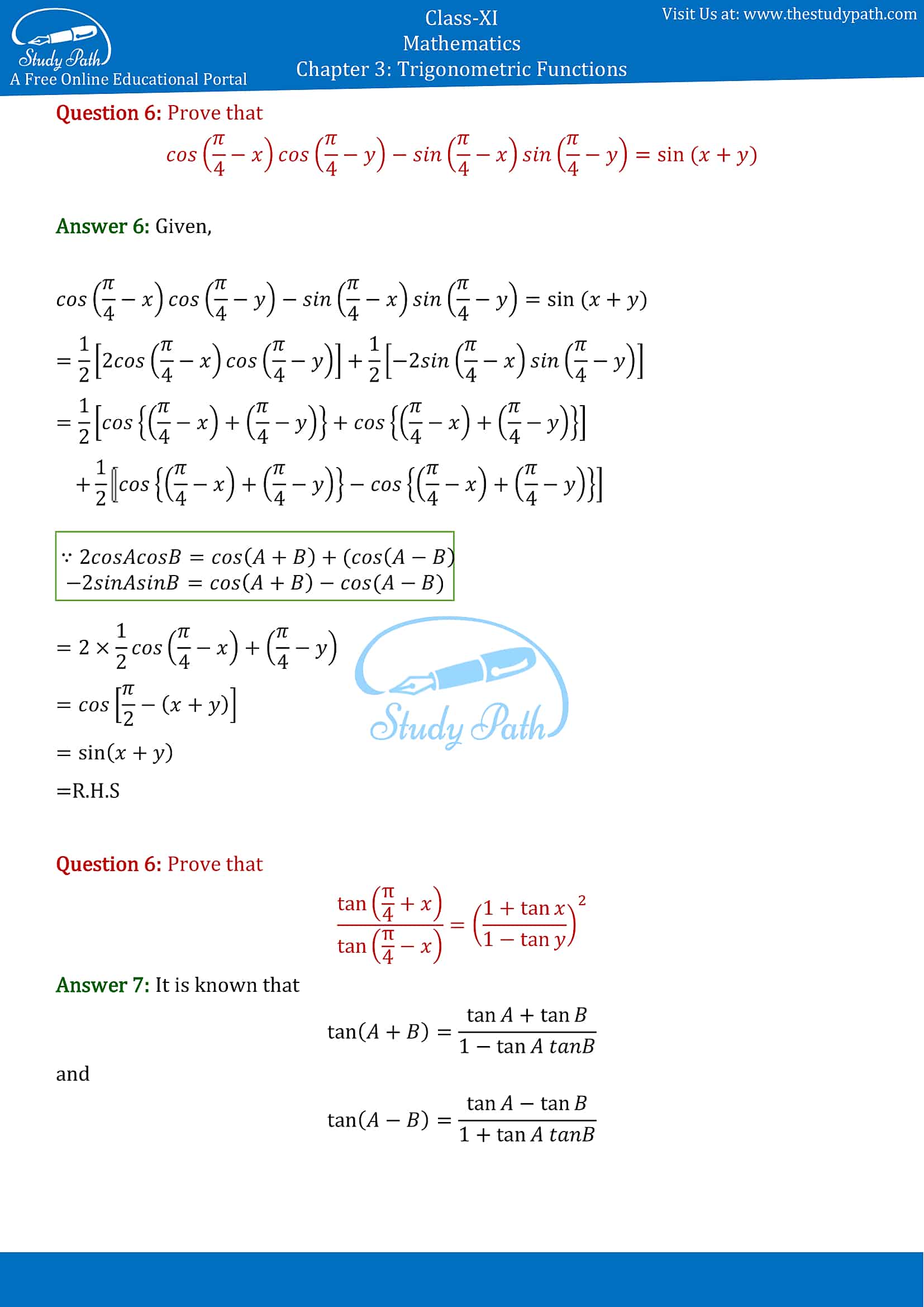 NCERT Solutions for Class 11 Maths Chapter 3 Trigonometric Functions Exercise 3.3