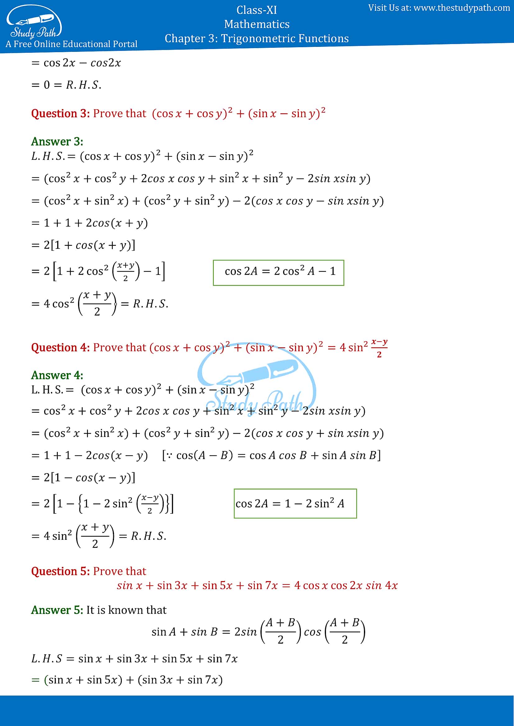 NCERT Solutions for Class 11 Maths Chapter 3 Trigonometric Functions Miscellaneous Exercise