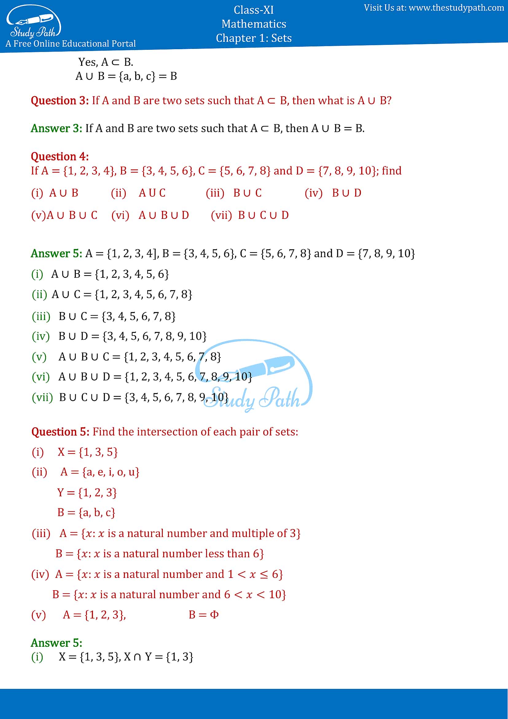 NCERT Solutions for Class 11 Maths chapter 1 sets Exercise 1.4