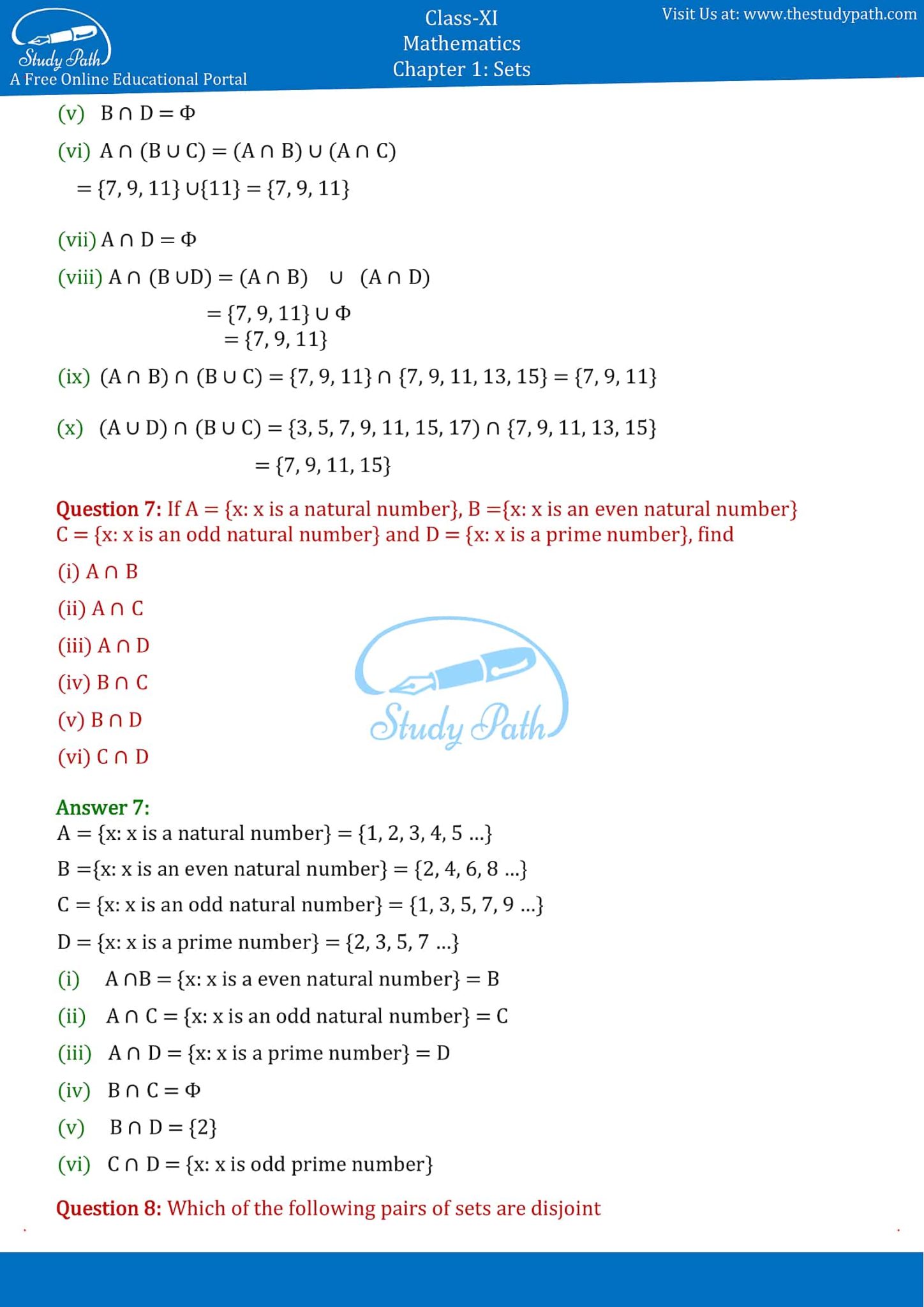 NCERT Solutions for Class 11 Maths Chapter 1 Sets Exercise 1.4 – Study Path