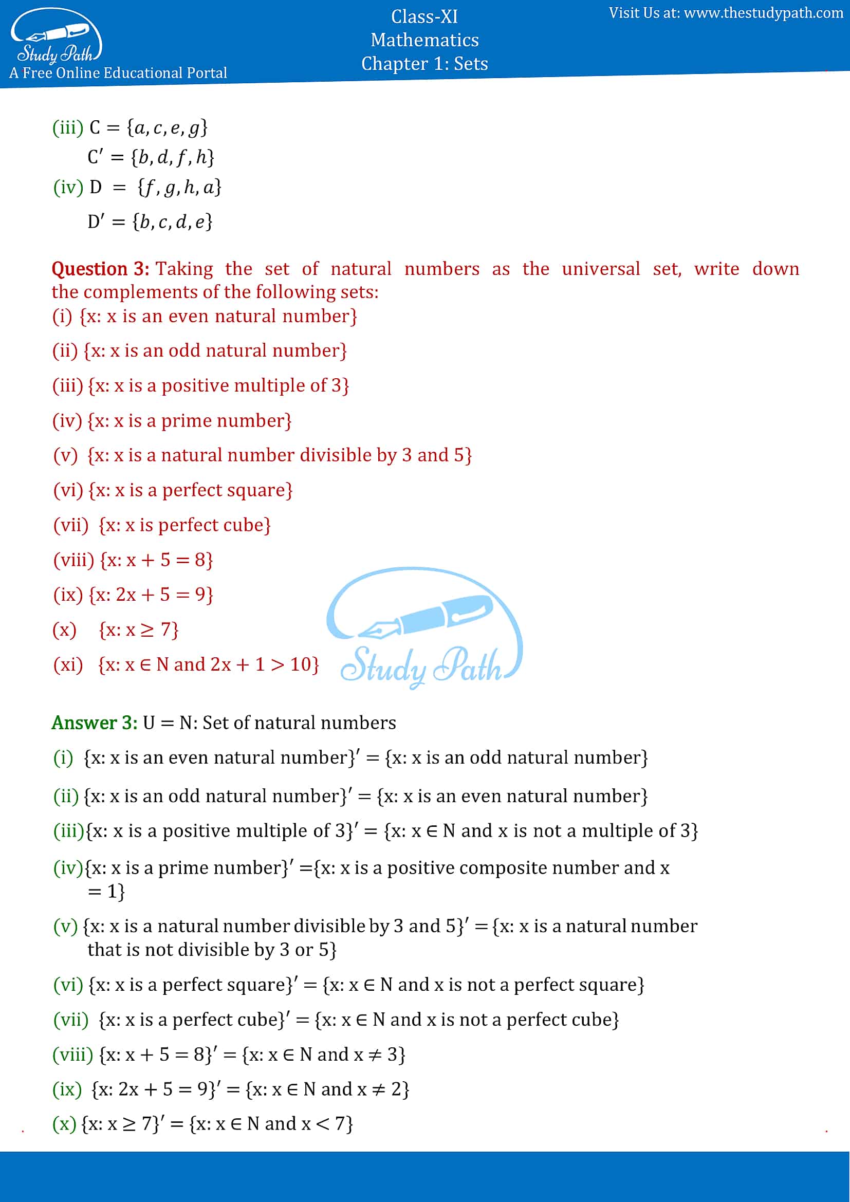 NCERT Solutions for Class 11 Maths chapter 1 sets Exercise 1.5