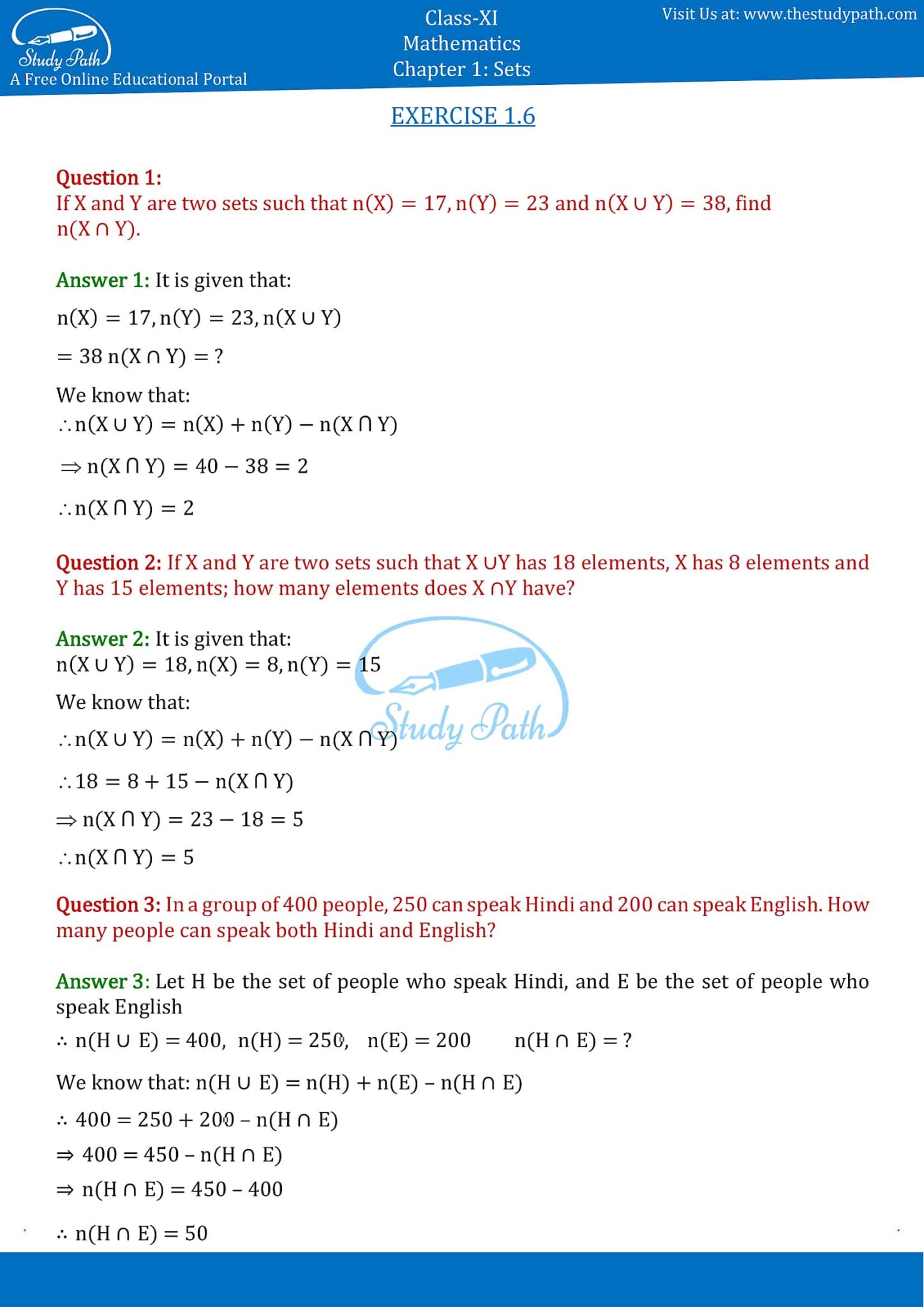case study class 11 maths sets