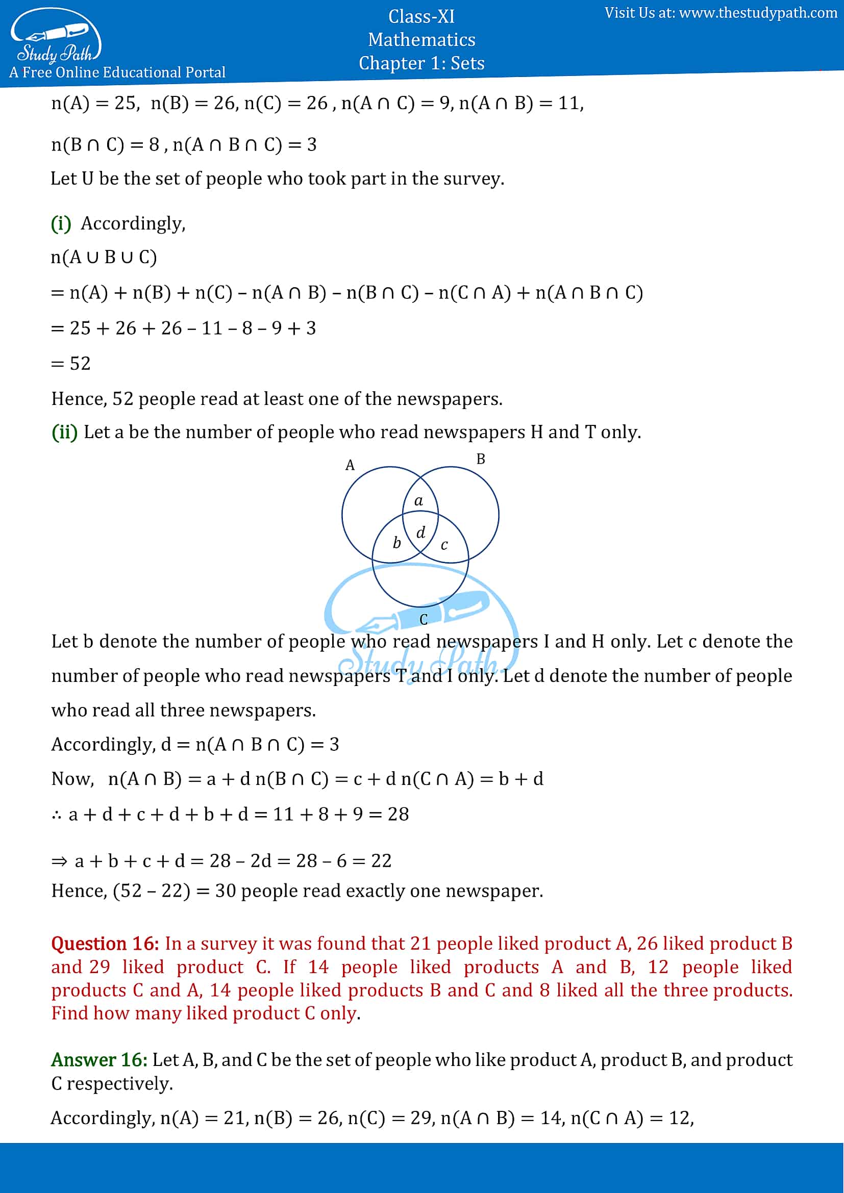 NCERT Solutions for Class 11 Maths chapter 1 sets Miscellaneous Exercise