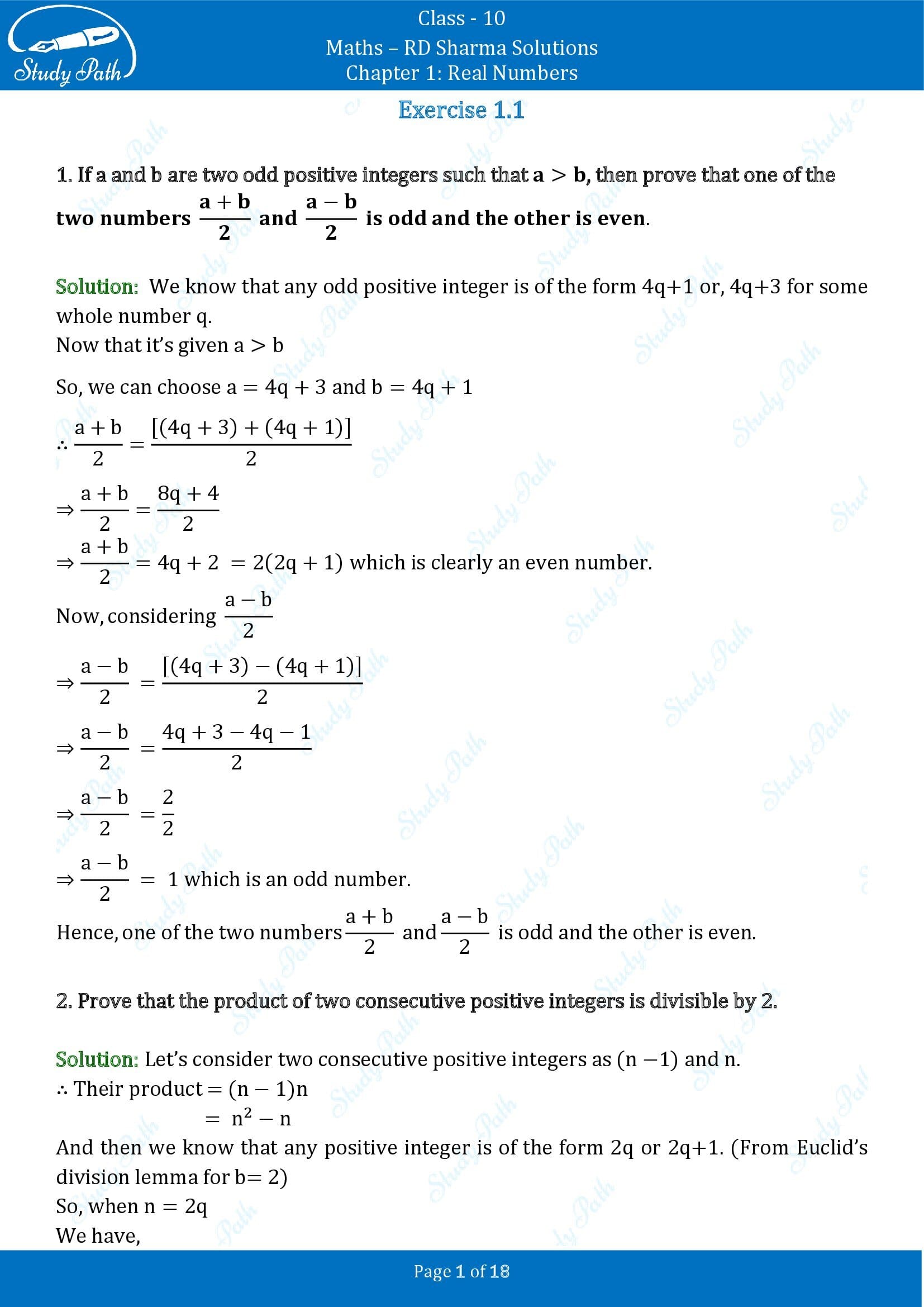 RD Sharma Solutions Class 10 Chapter 1 Real Numbers Exercise 1.1 00001