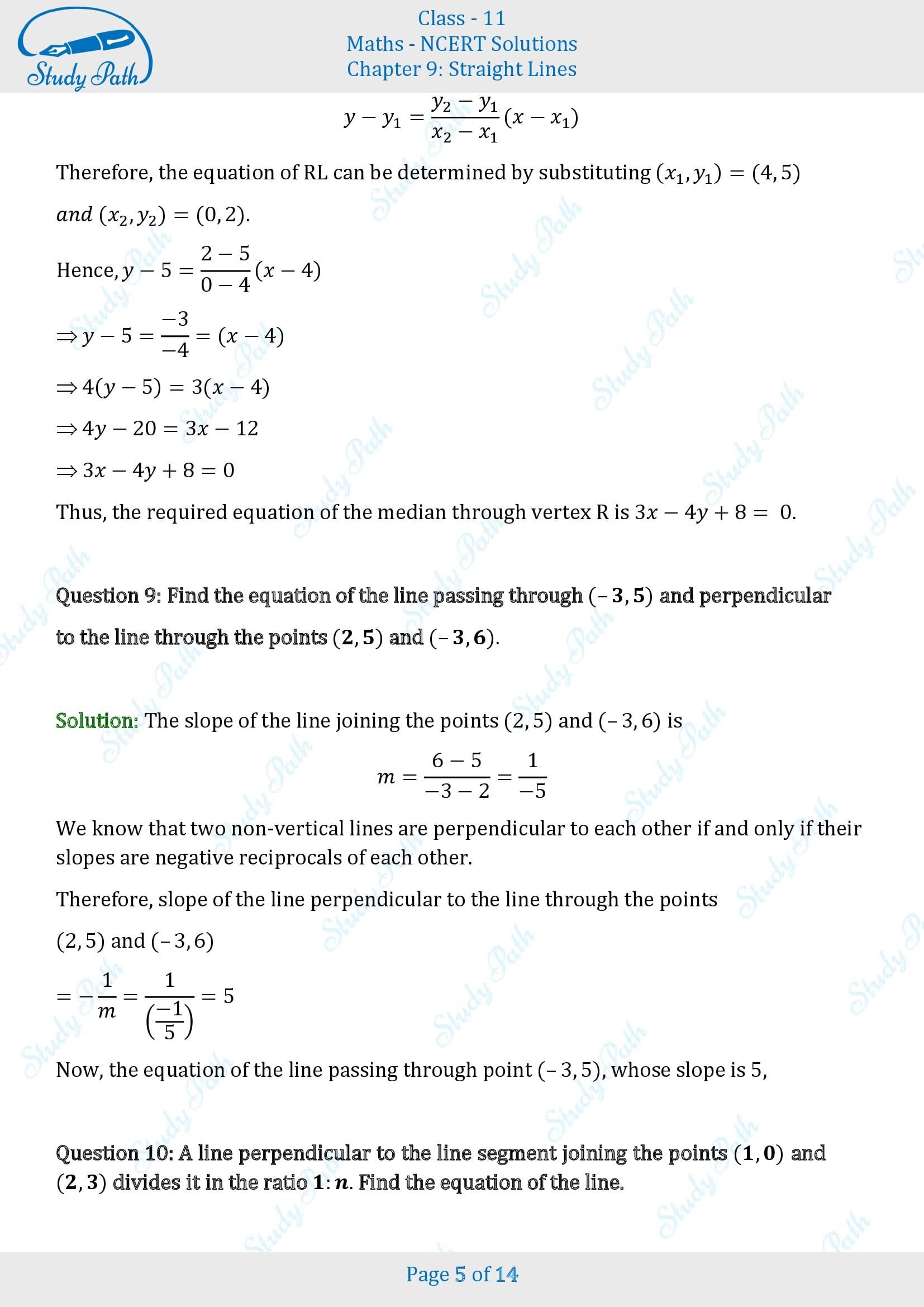 NCERT Solutions for Class 11 Maths Chapter 9 Straight Lines Exercise 9.2 00005