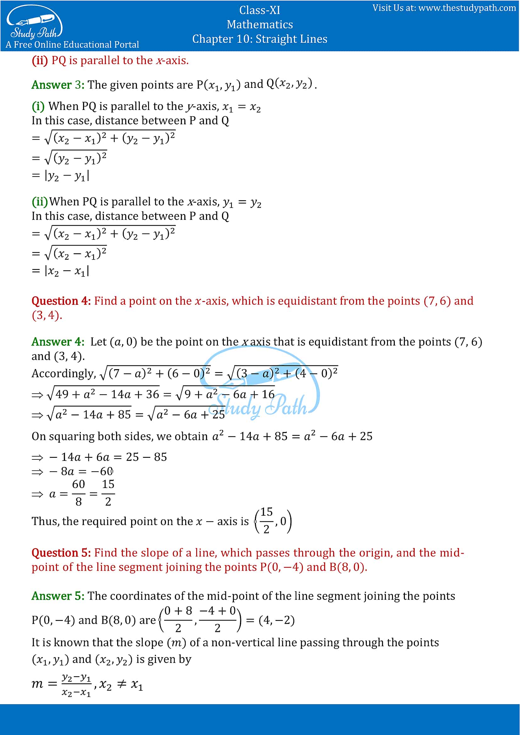 NCERT Solutions for Class 11 Maths chapter 10 Straight Lines Exercise 10.1 Part-3