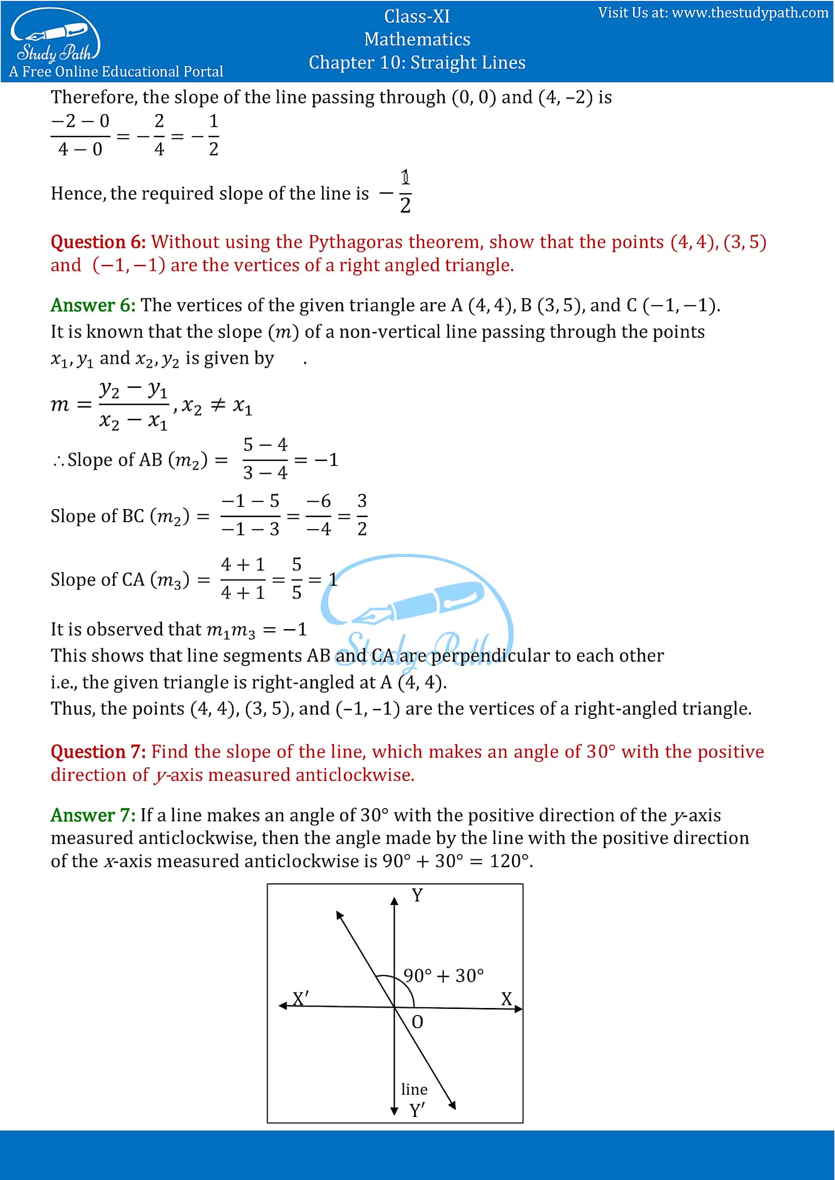 NCERT Solutions for Class 11 Maths chapter 10 Straight Lines Exercise 10.1 Part-4