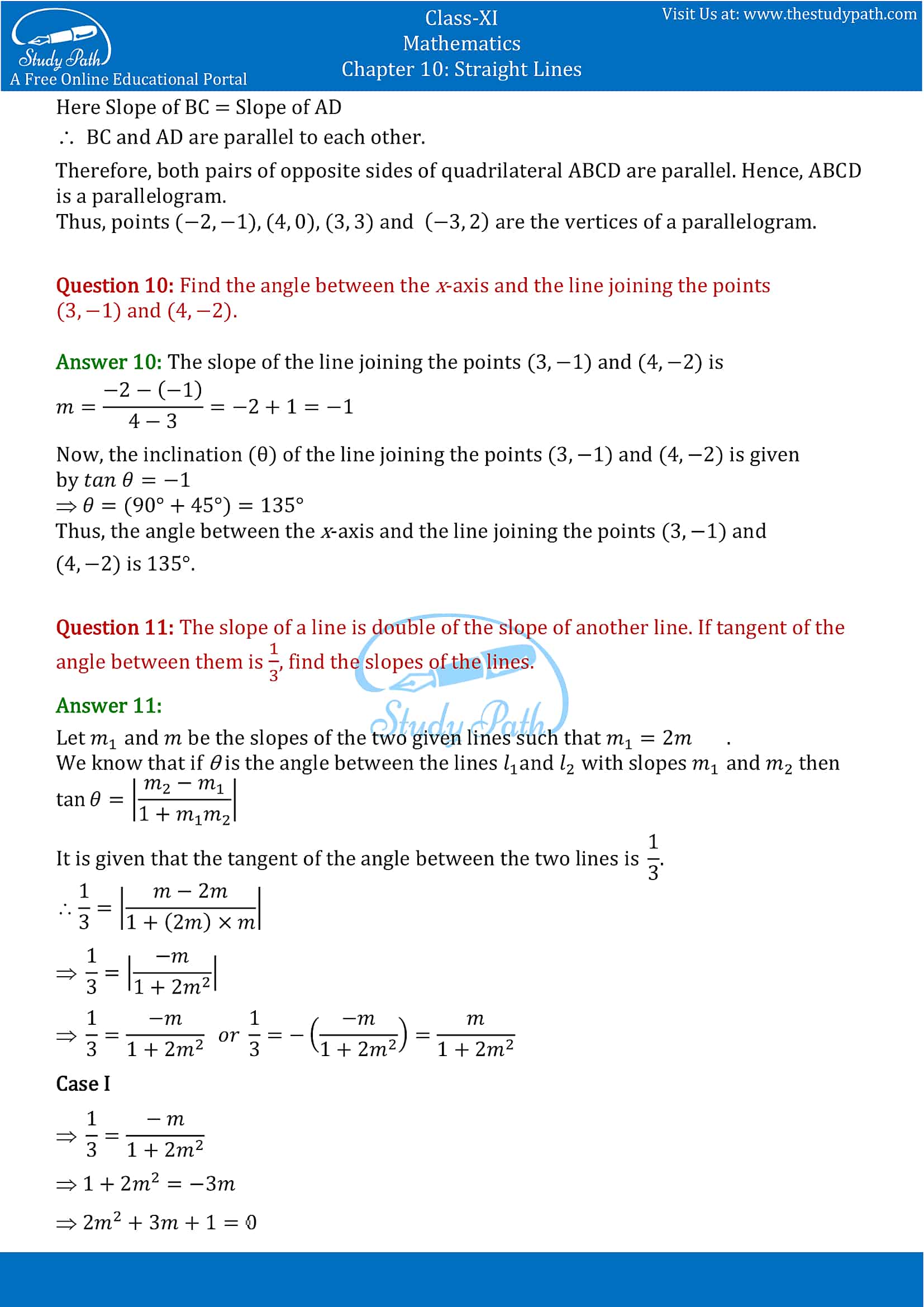 NCERT Solutions for Class 11 Maths chapter 10 Straight Lines Exercise 10.1 Part-6