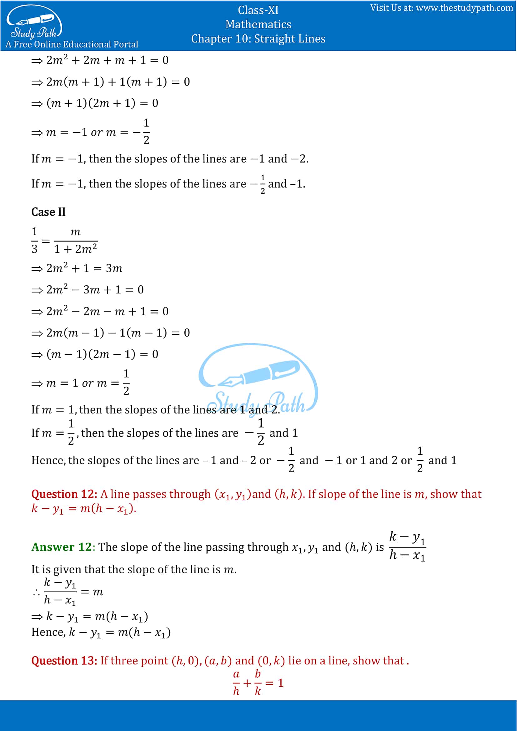 NCERT Solutions for Class 11 Maths chapter 10 Straight Lines Exercise 10.1 Part-7