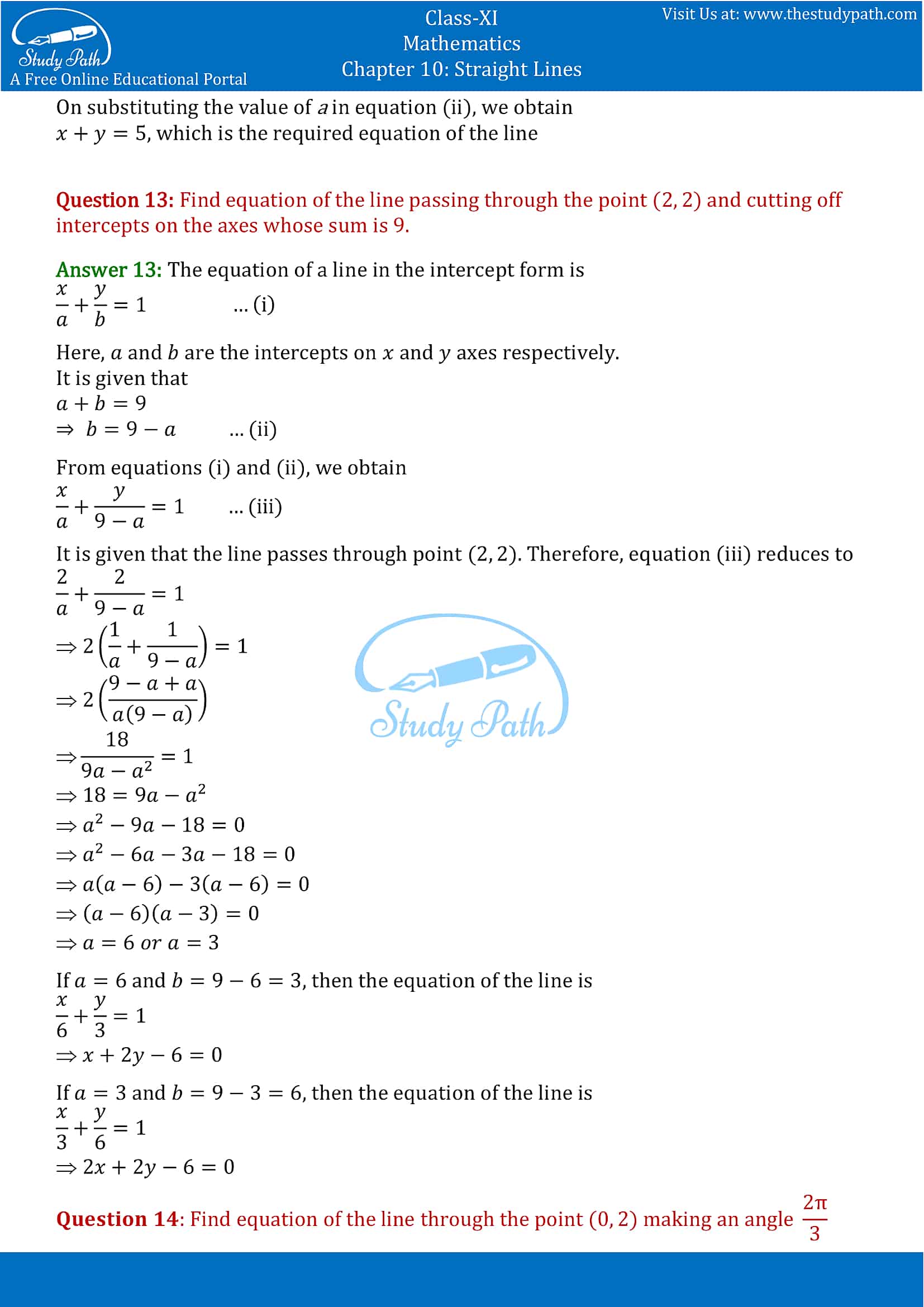 NCERT Solutions for Class 11 Maths chapter 10 Straight Lines Exercise 10.2 Part-6