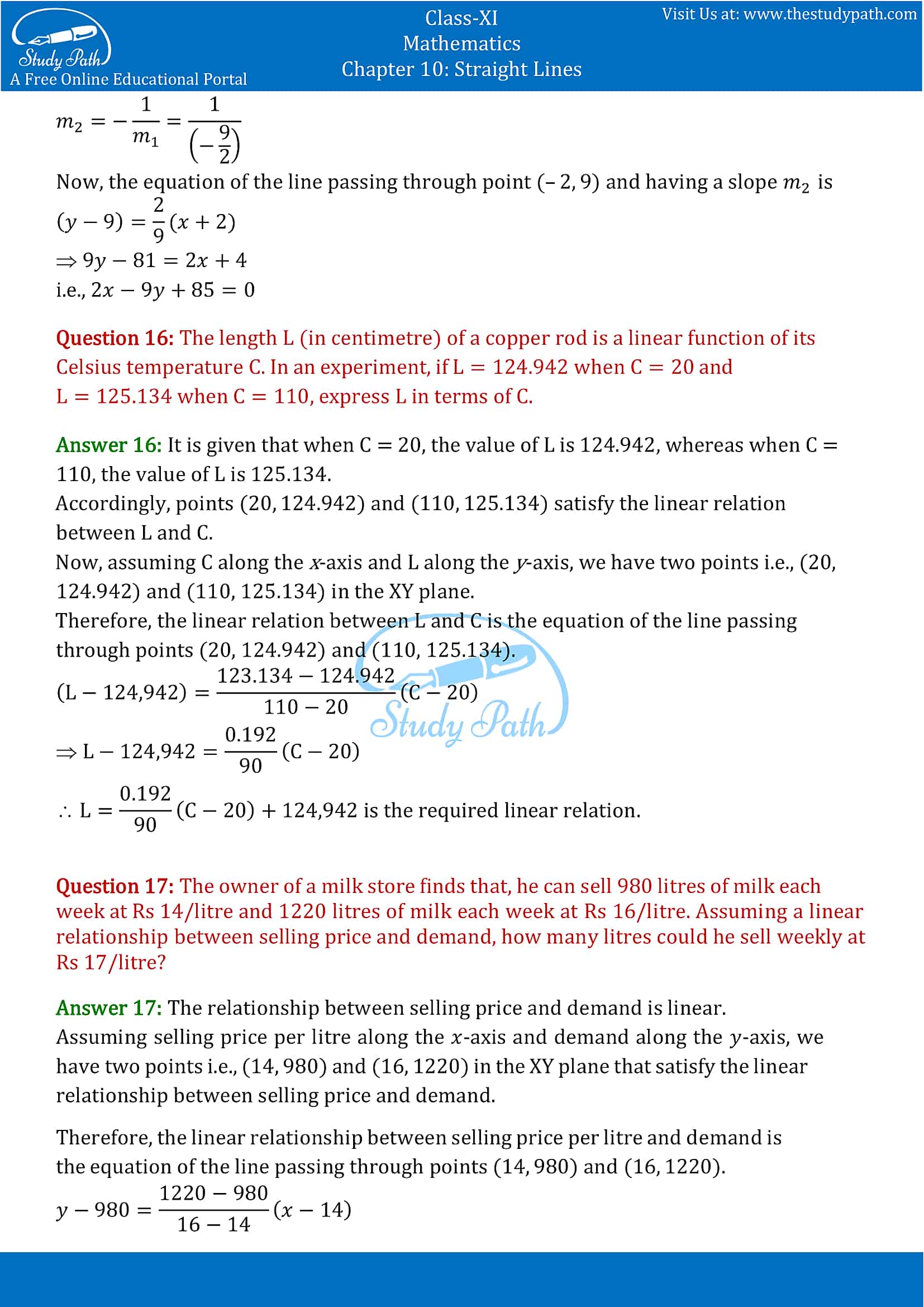 NCERT Solutions for Class 11 Maths chapter 10 Straight Lines Exercise 10.2 Part-8