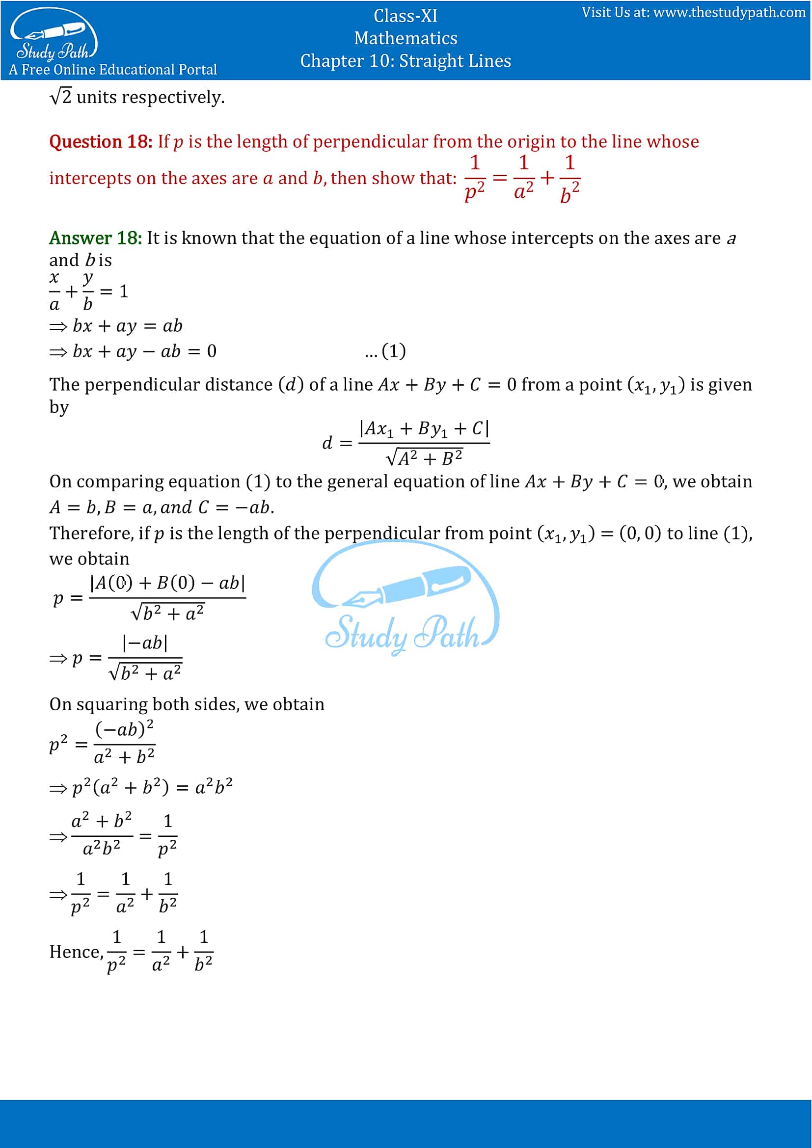 NCERT Solutions for Class 11 Maths chapter 10 Straight Lines Exercise 10.3 part-14
