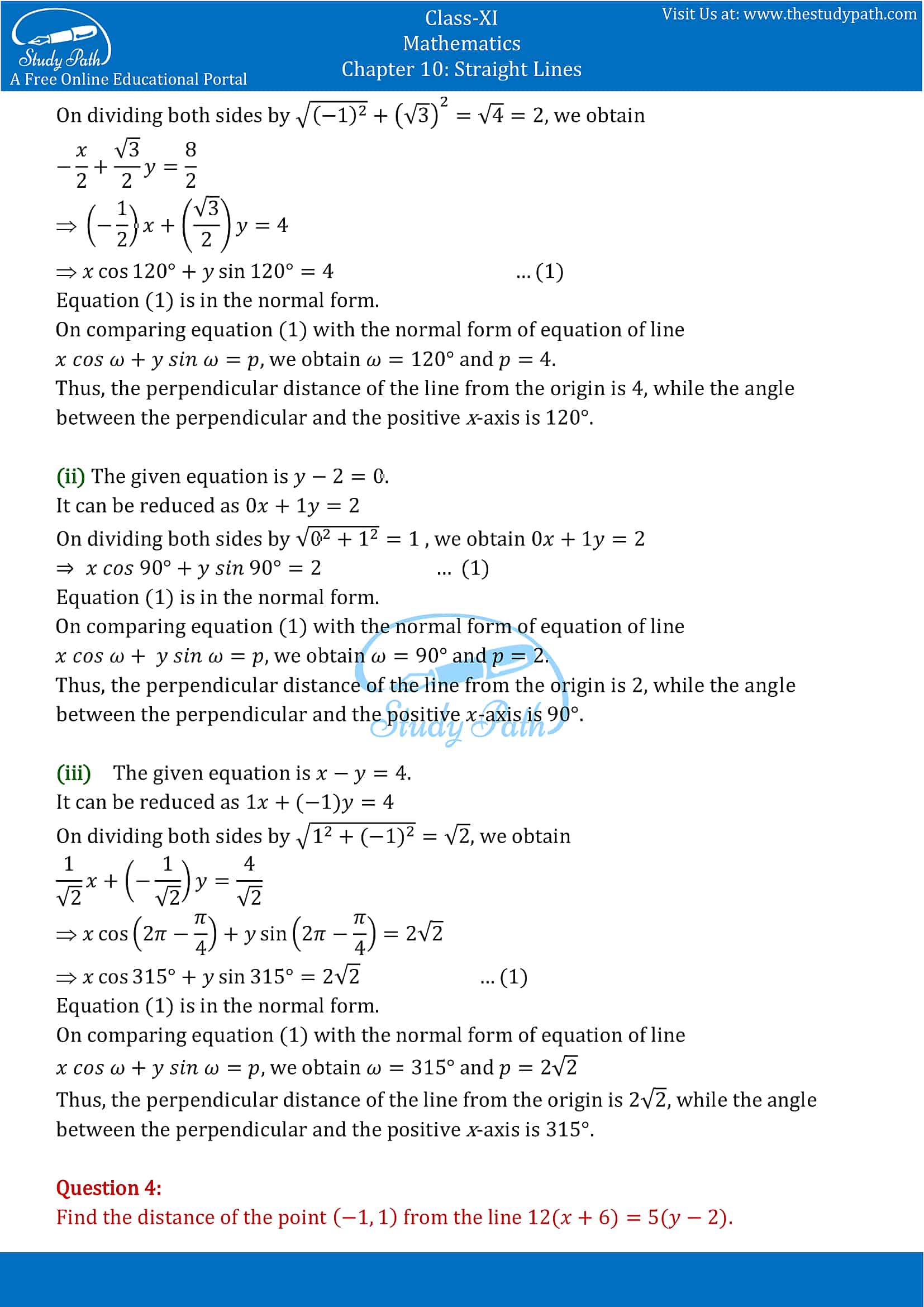 NCERT Solutions for Class 11 Maths chapter 10 Straight Lines Exercise 10.3 part-3