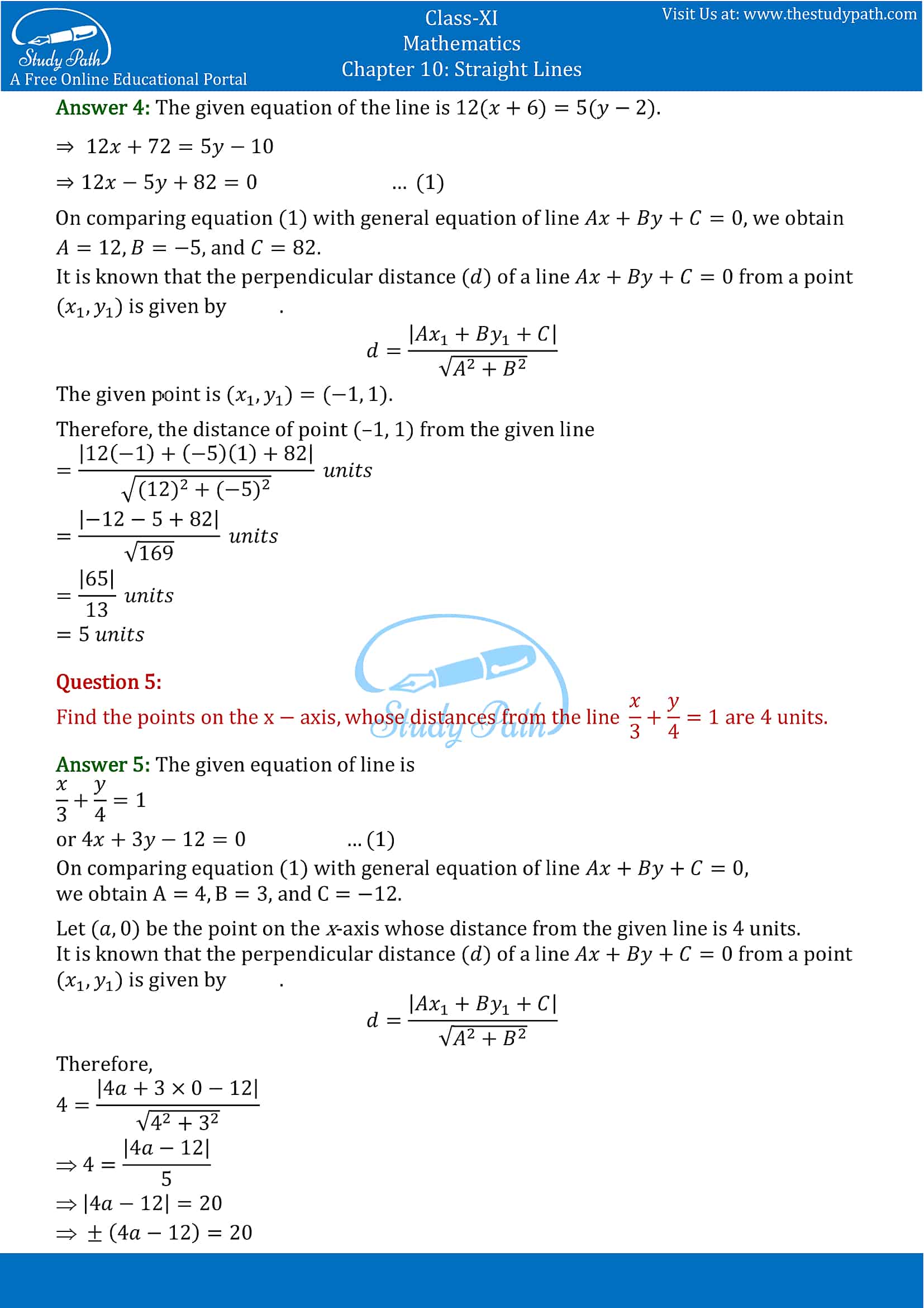 NCERT Solutions for Class 11 Maths chapter 10 Straight Lines Exercise 10.3 part-4