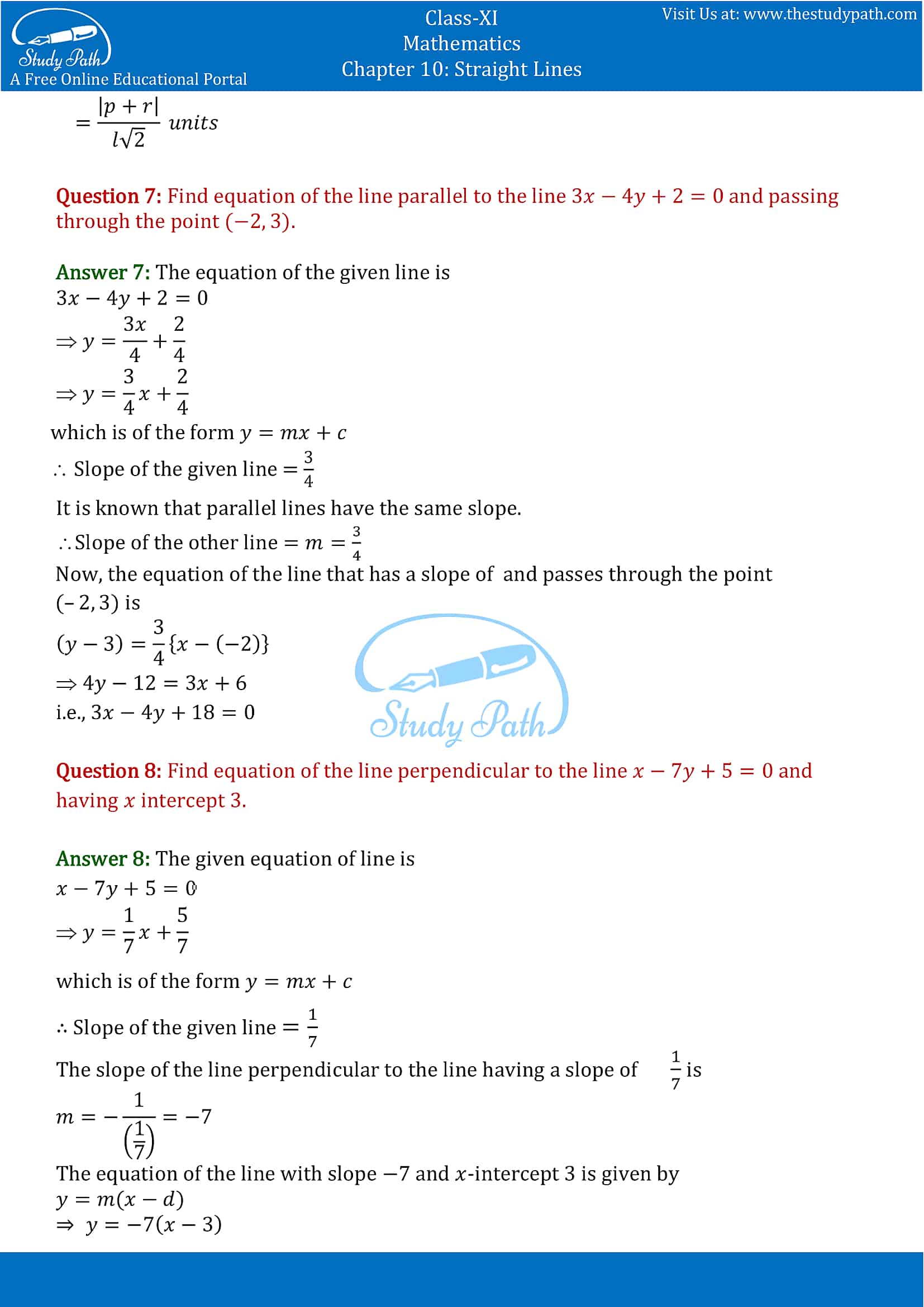 NCERT Solutions for Class 11 Maths chapter 10 Straight Lines Exercise 10.3 part-6