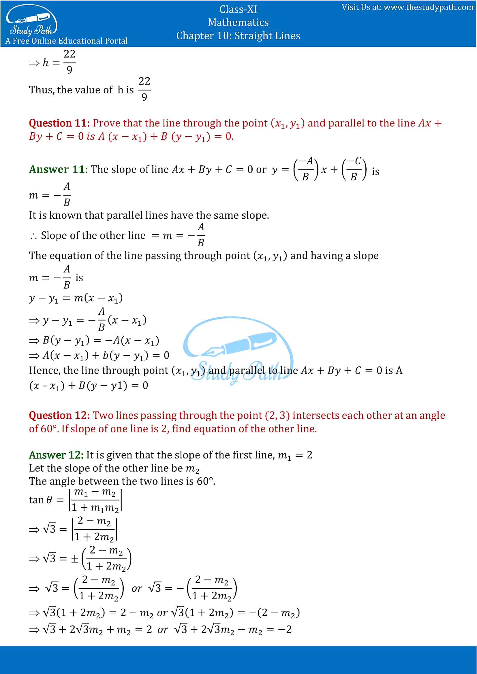 NCERT Solutions for Class 11 Maths chapter 10 Straight Lines Exercise 10.3 part-8