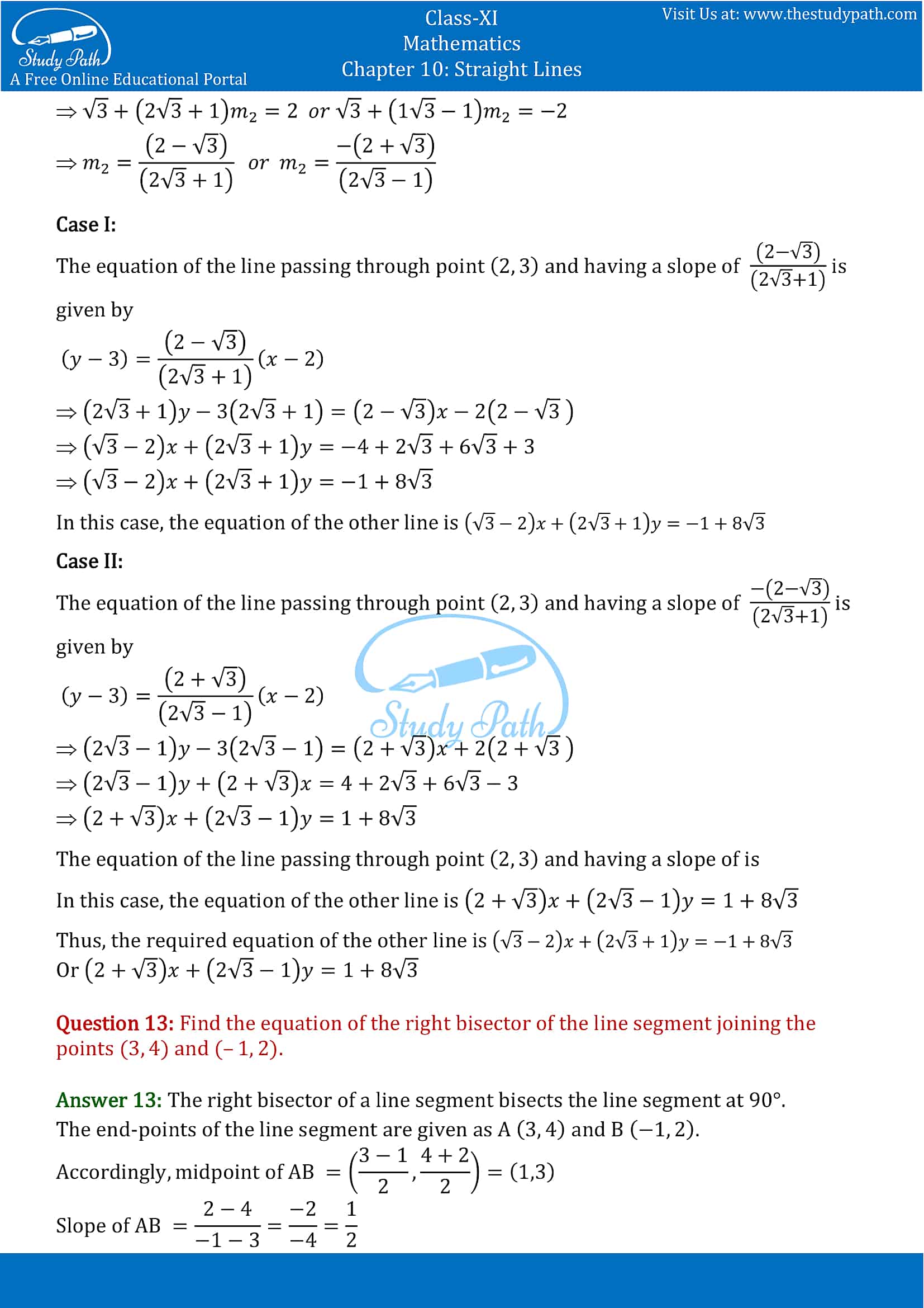 NCERT Solutions for Class 11 Maths chapter 10 Straight Lines Exercise 10.3 part-9