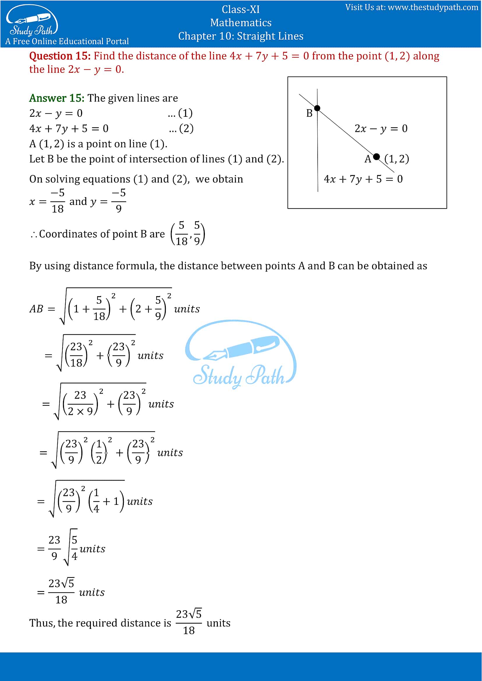 NCERT Solutions for Class 11 Maths chapter 10 Straight Lines Miscellaneous Exercise Part-11