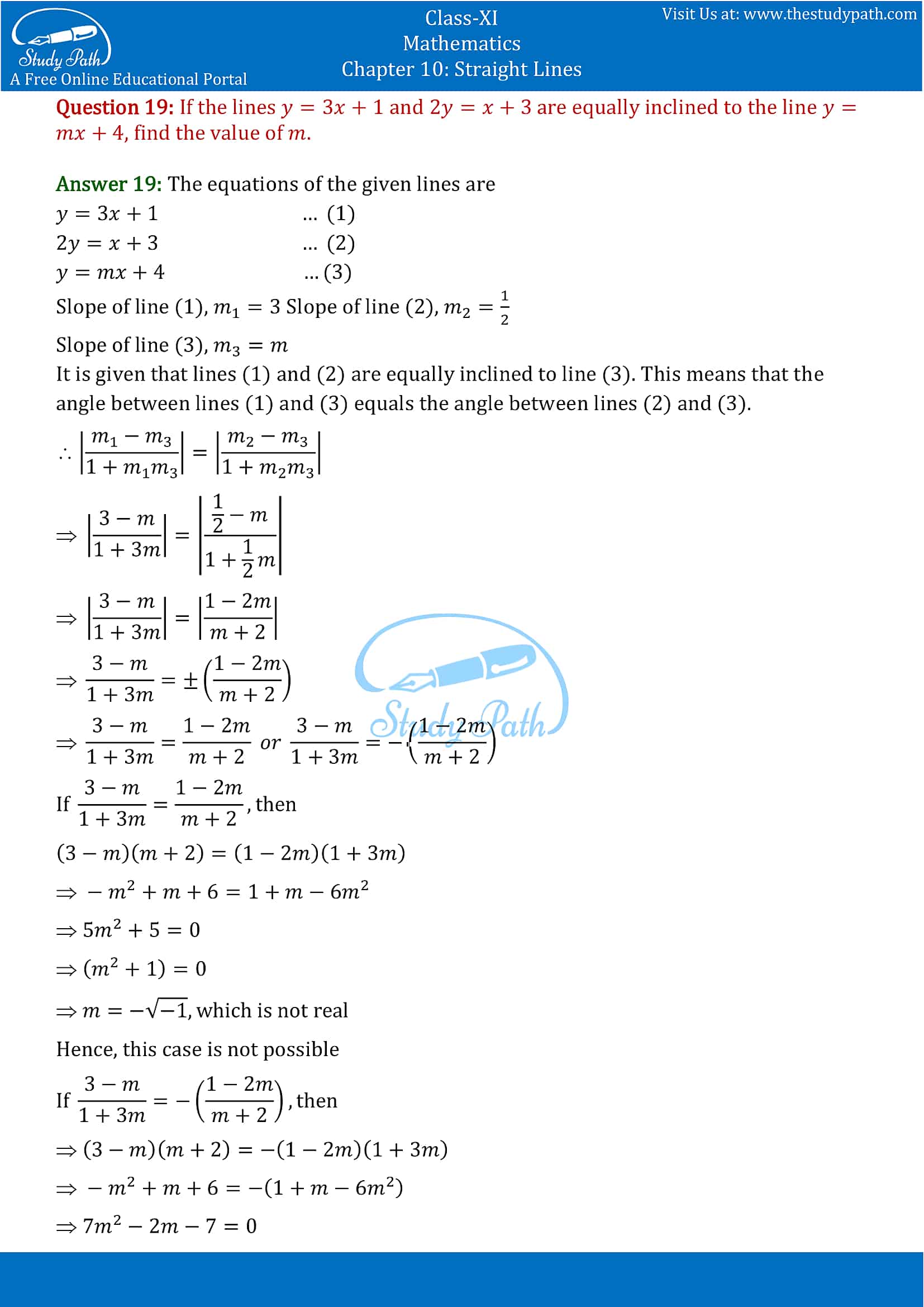 NCERT Solutions for Class 11 Maths chapter 10 Straight Lines Miscellaneous Exercise Part-14
