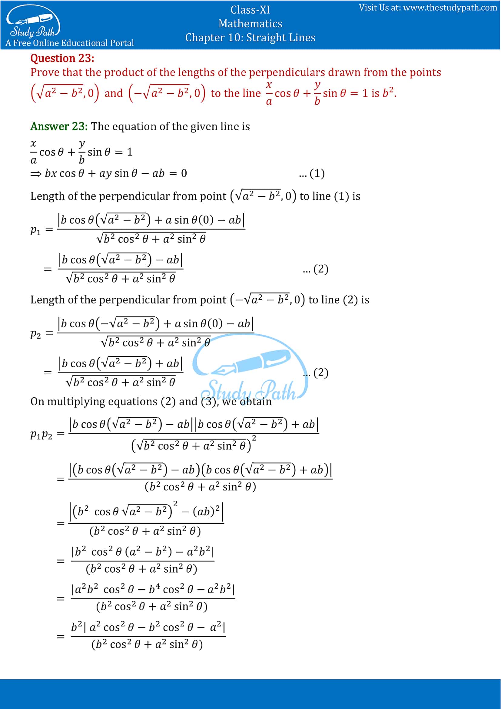 NCERT Solutions for Class 11 Maths chapter 10 Straight Lines Miscellaneous Exercise Part-18