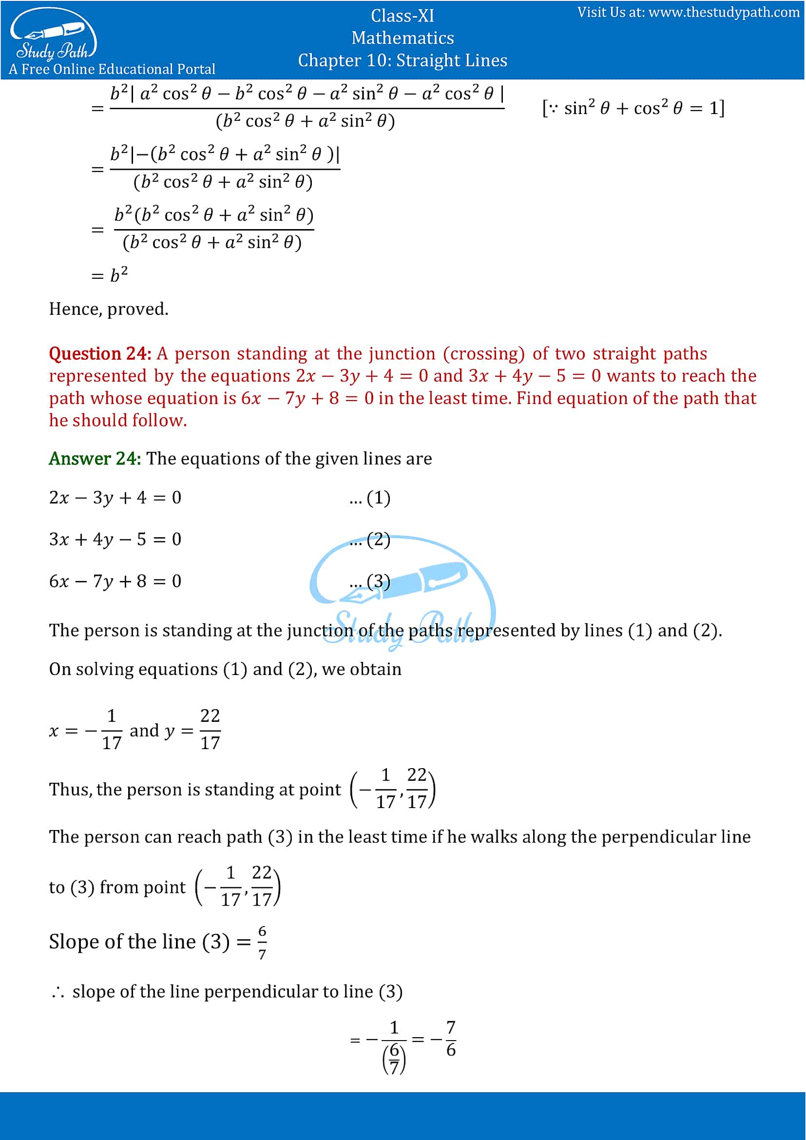 NCERT Solutions for Class 11 Maths chapter 10 Straight Lines Miscellaneous Exercise Part-19