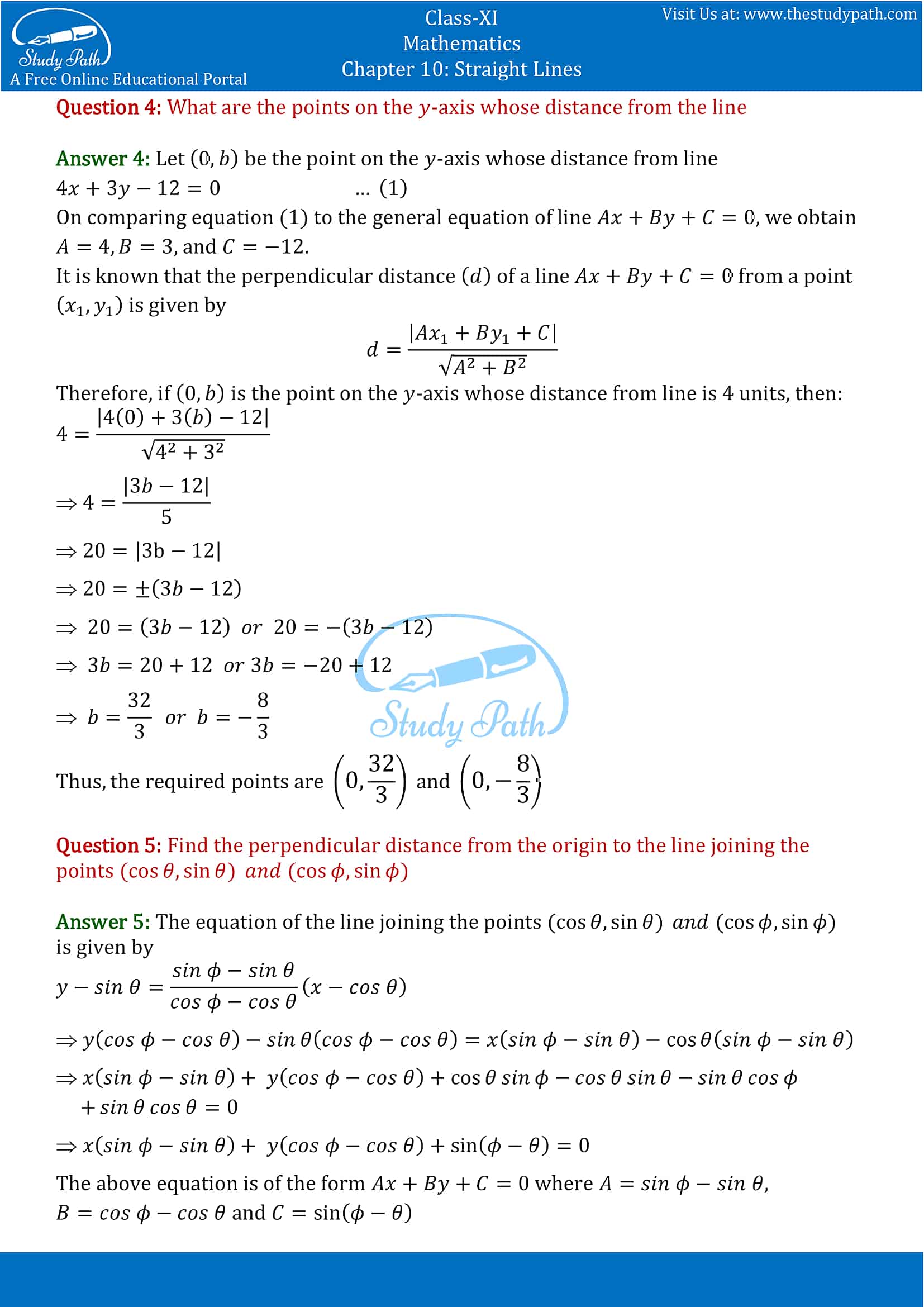 NCERT Solutions for Class 11 Maths chapter 10 Straight Lines Miscellaneous Exercise Part-3