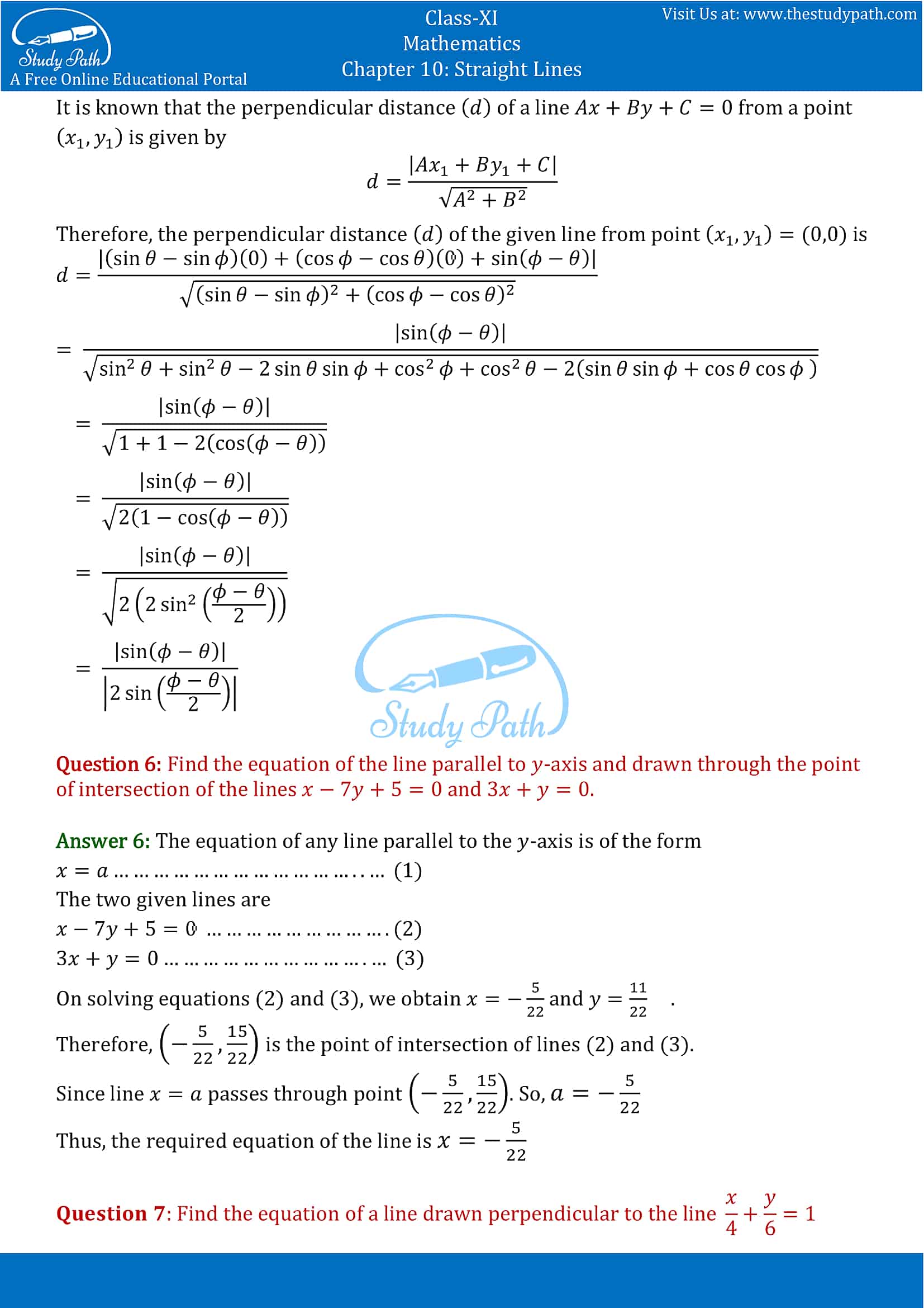 NCERT Solutions for Class 11 Maths chapter 10 Straight Lines Miscellaneous Exercise Part-4