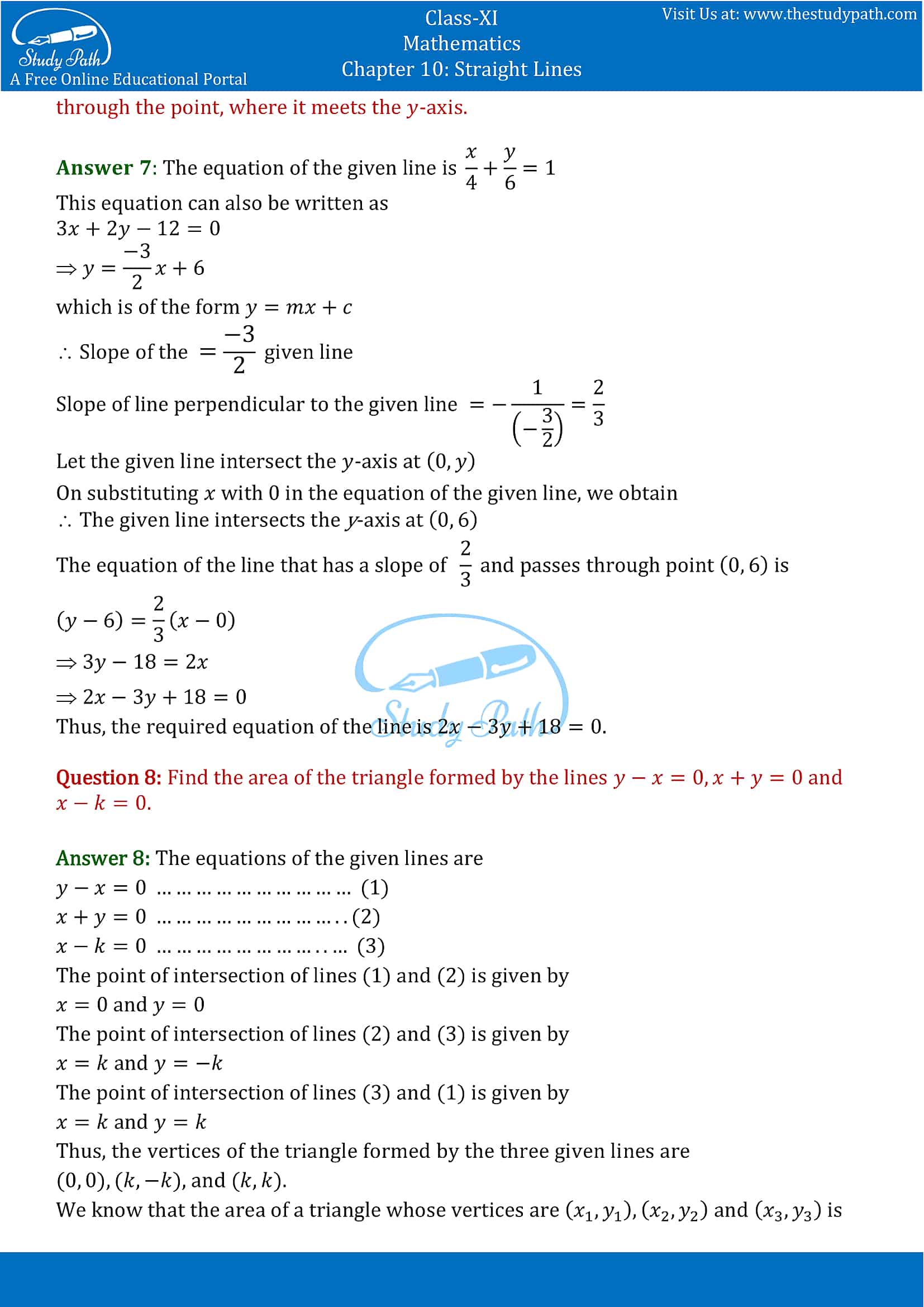 NCERT Solutions for Class 11 Maths chapter 10 Straight Lines Miscellaneous Exercise Part-5