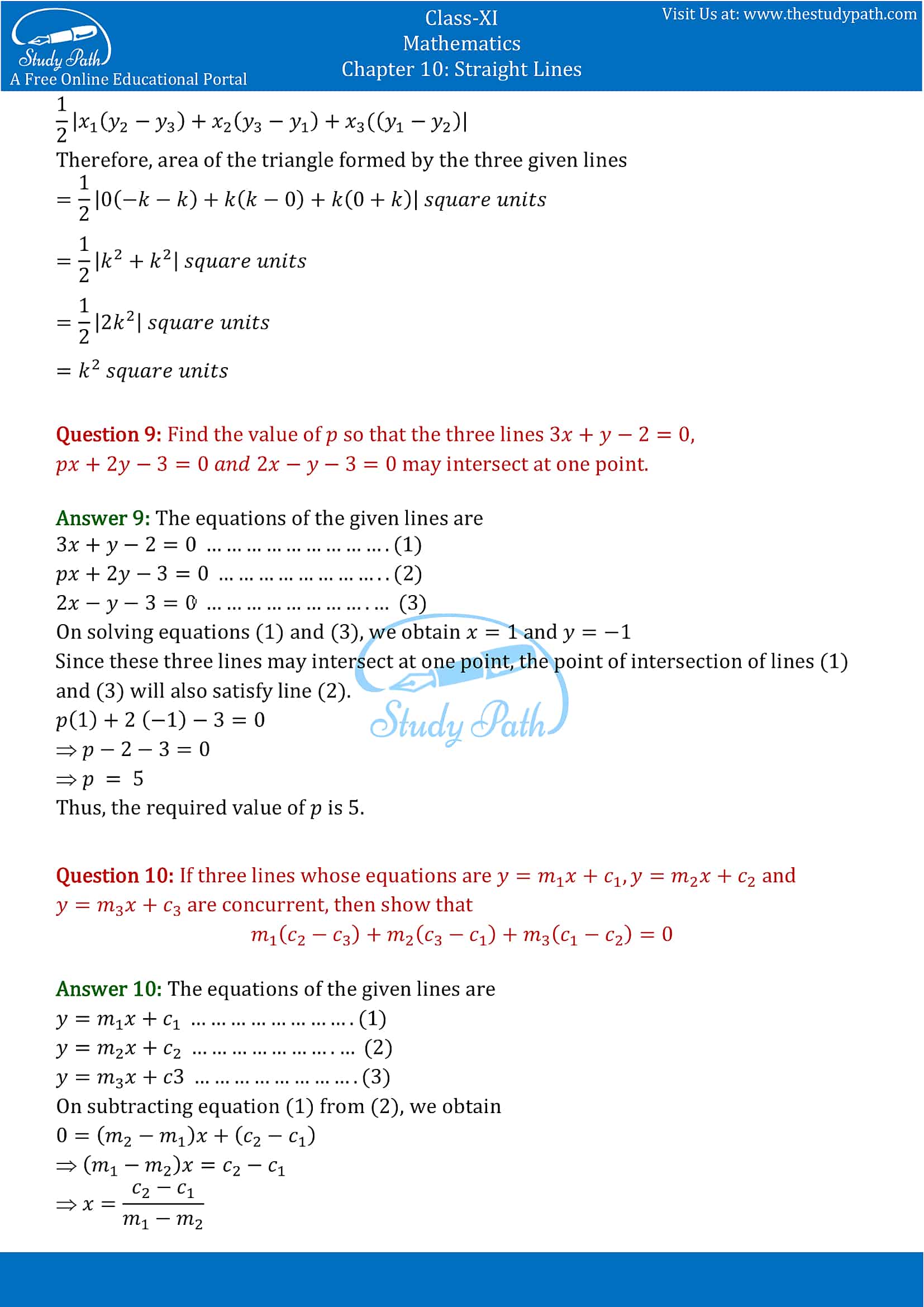 NCERT Solutions for Class 11 Maths chapter 10 Straight Lines Miscellaneous Exercise Part-6