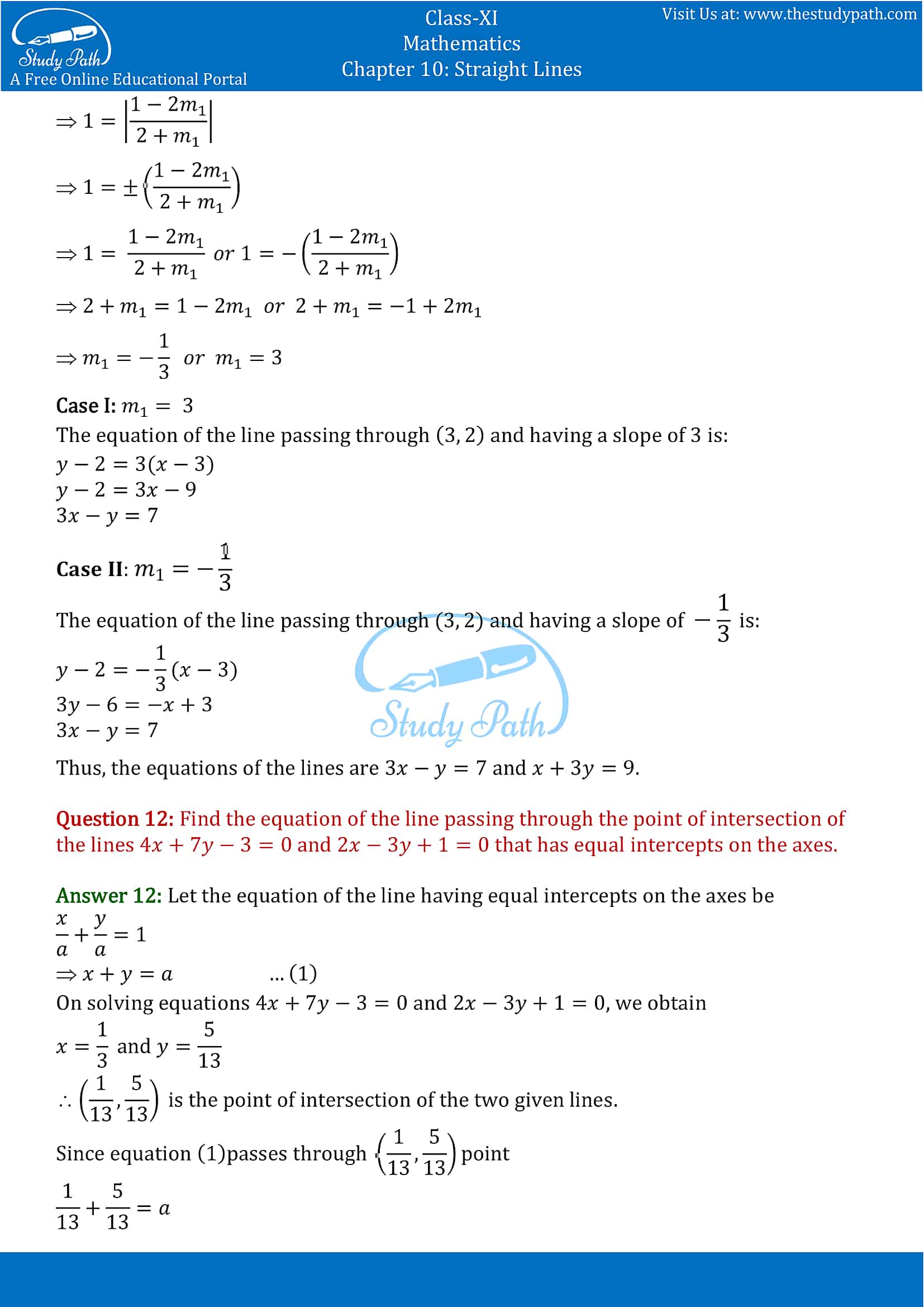 NCERT Solutions for Class 11 Maths chapter 10 Straight Lines Miscellaneous Exercise Part-8