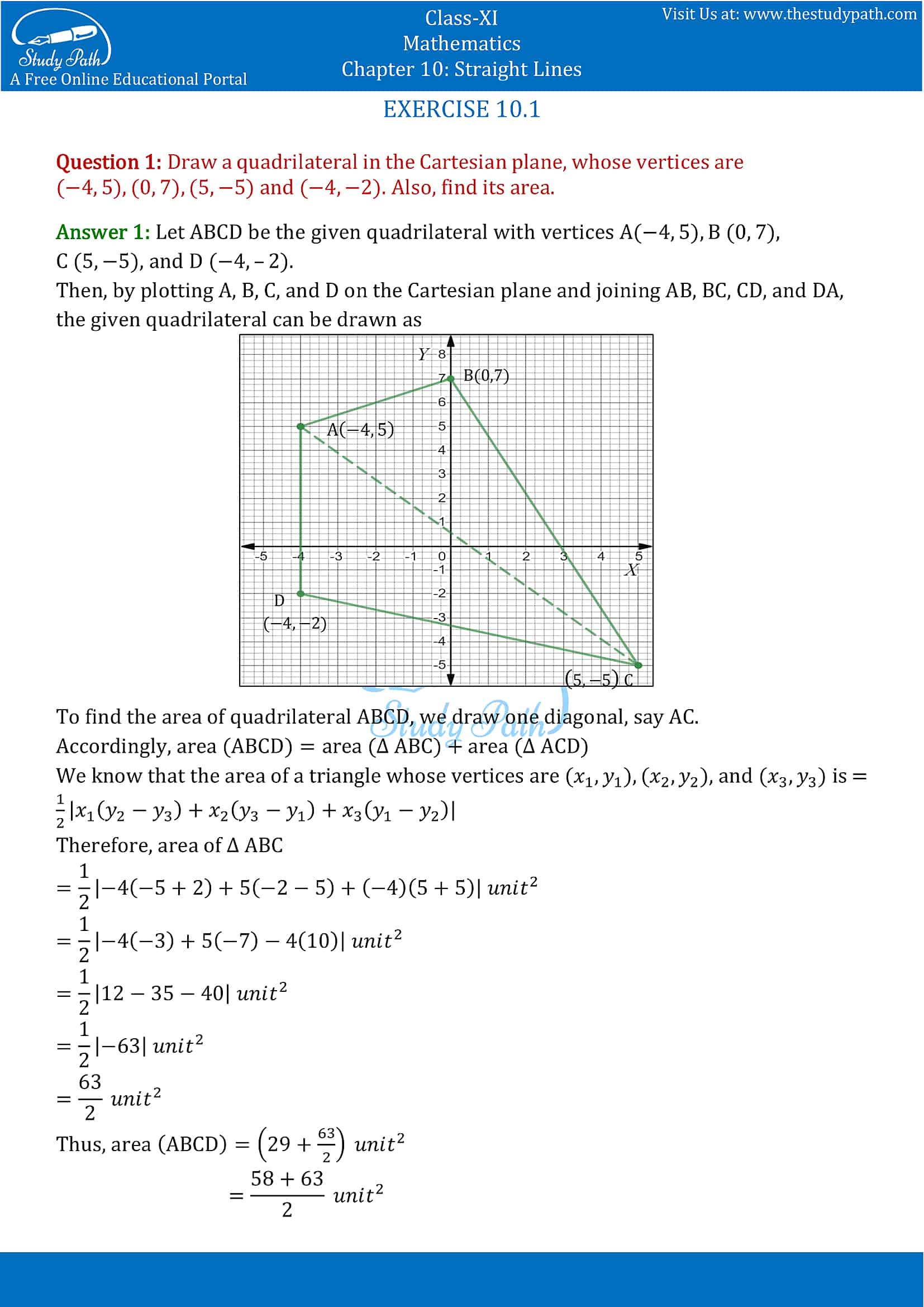 NCERT Solutions for Class 11 Maths chapter 10 Straight Lines Part-1