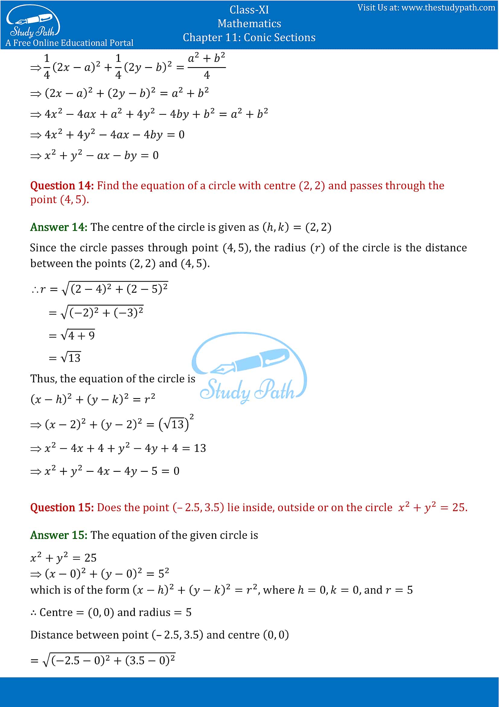 NCERT Solutions for Class 11 Maths chapter 11 Conic Section Exercise 11.1 Part-8