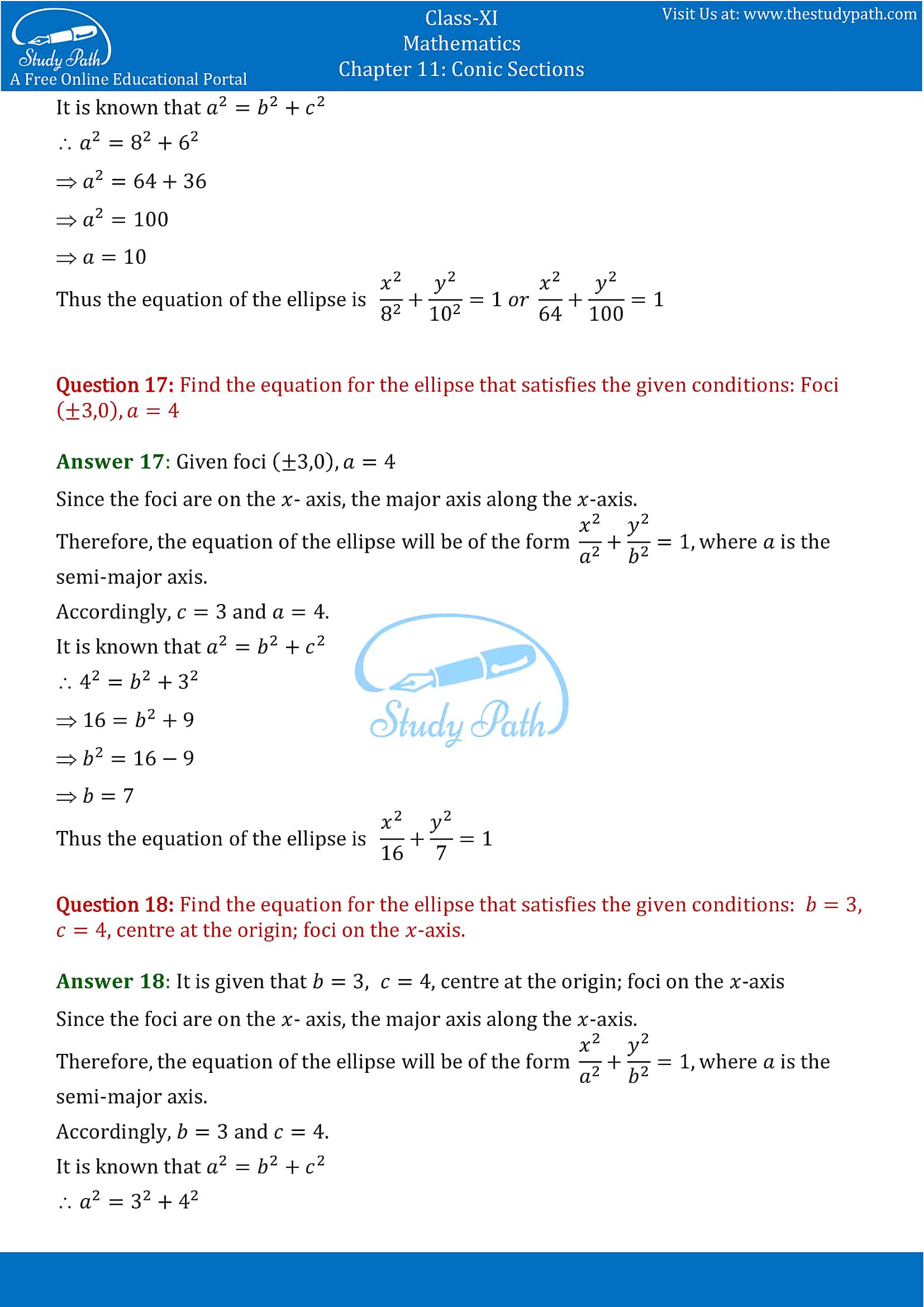 NCERT Solutions for Class 11 Maths chapter 11 Conic Section Exercise 11.3 Part-10
