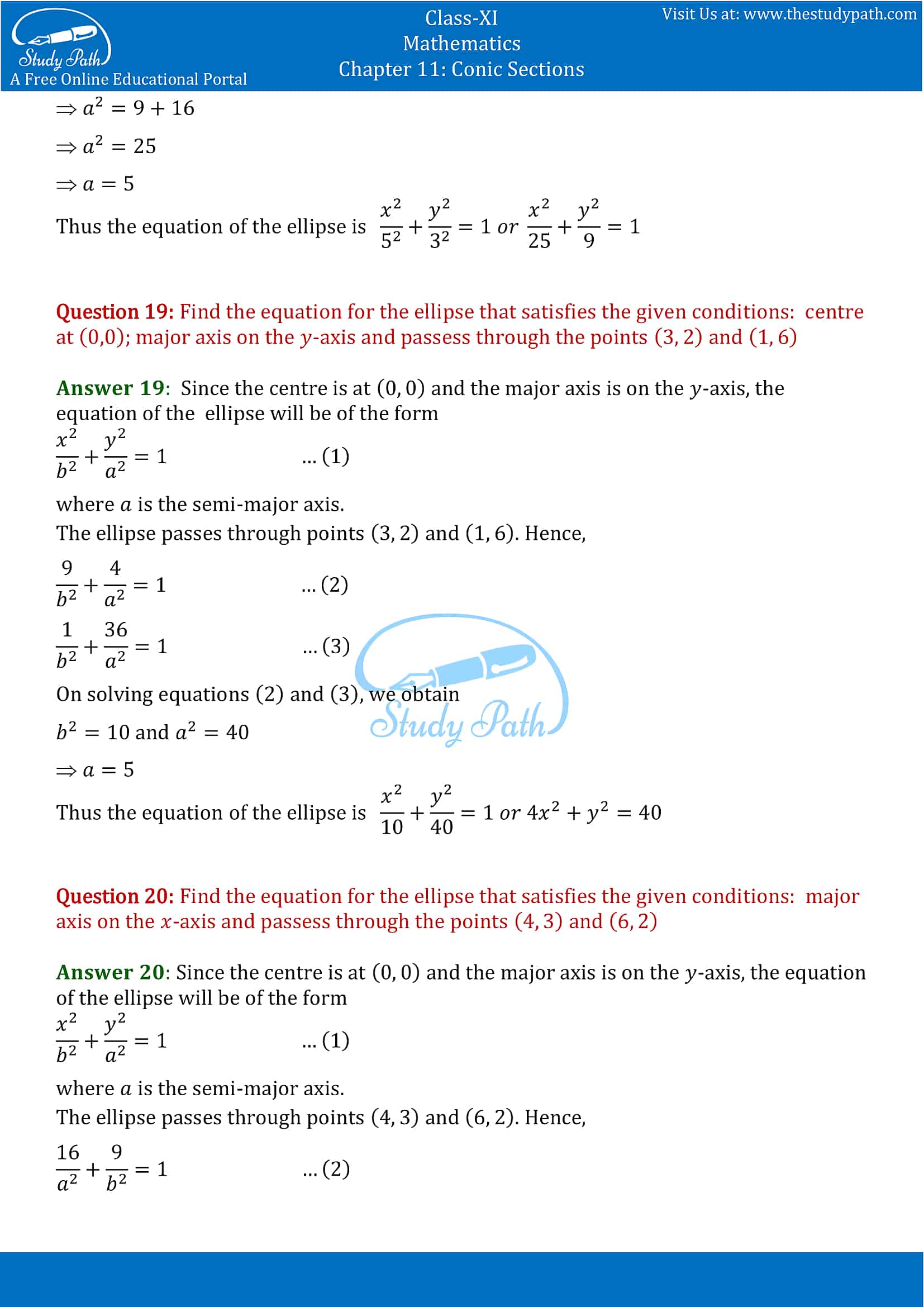 NCERT Solutions for Class 11 Maths chapter 11 Conic Section Exercise 11.3 Part-11