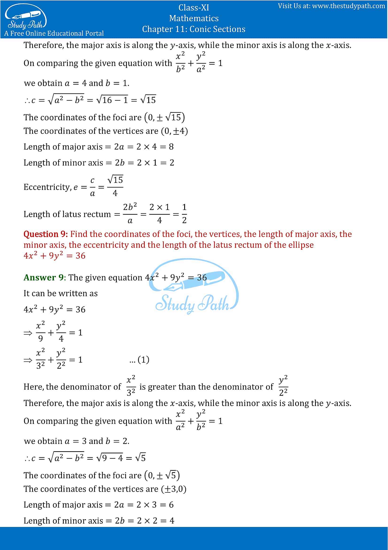 NCERT Solutions for Class 11 Maths chapter 11 Conic Section Exercise 11.3 Part-6