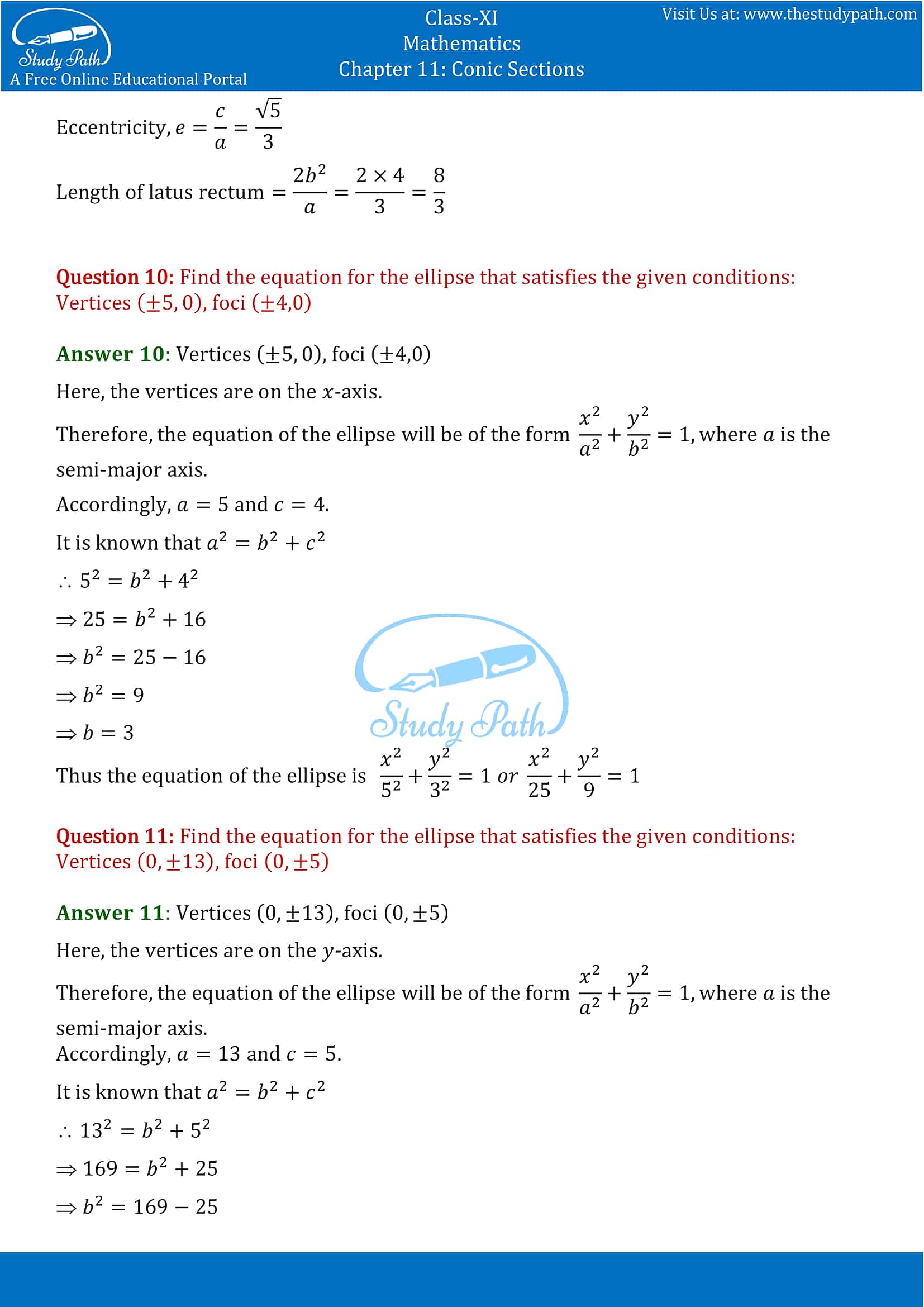 NCERT Solutions for Class 11 Maths chapter 11 Conic Section Exercise 11.3 Part-7
