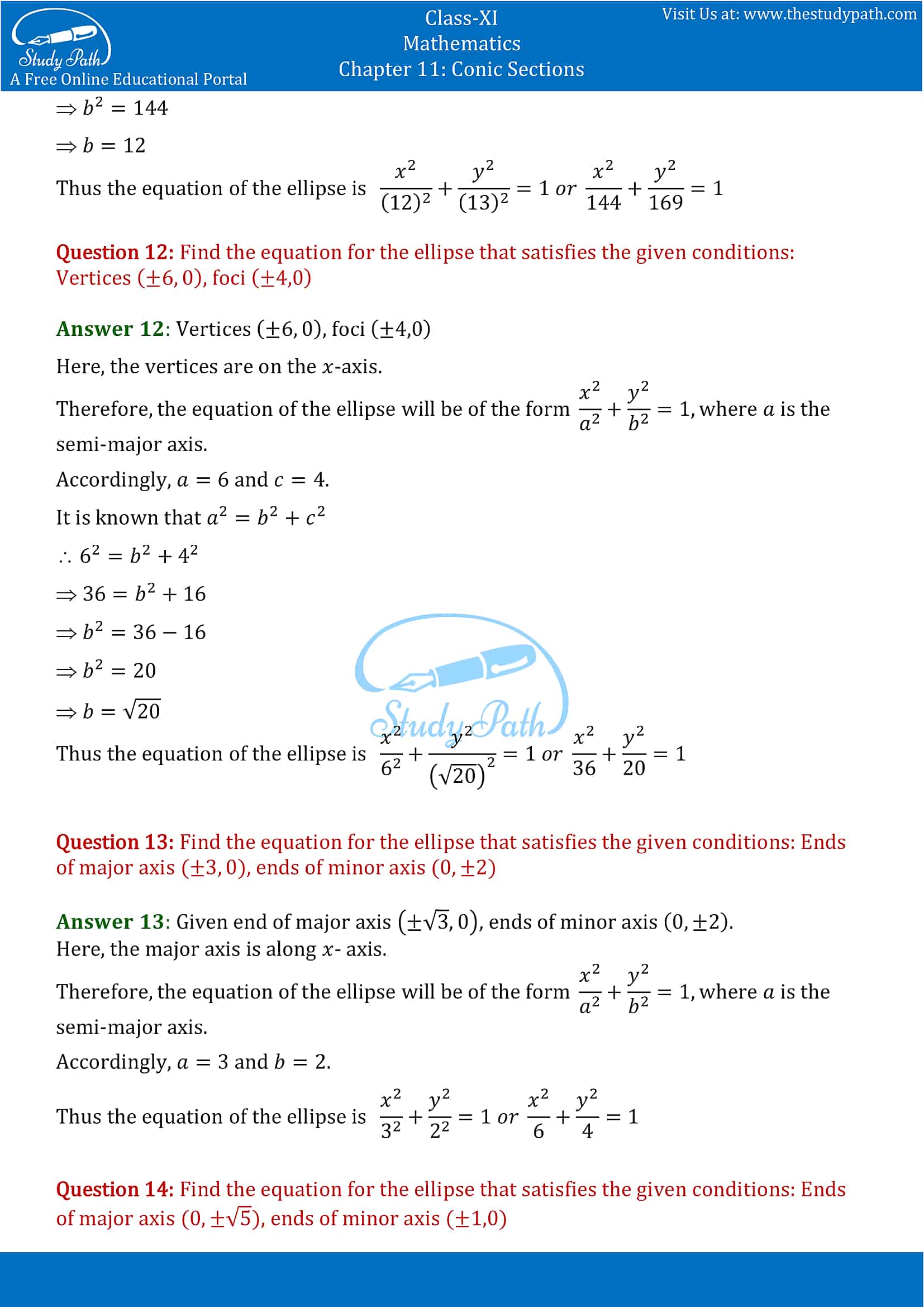 NCERT Solutions for Class 11 Maths chapter 11 Conic Section Exercise 11.3 Part-8