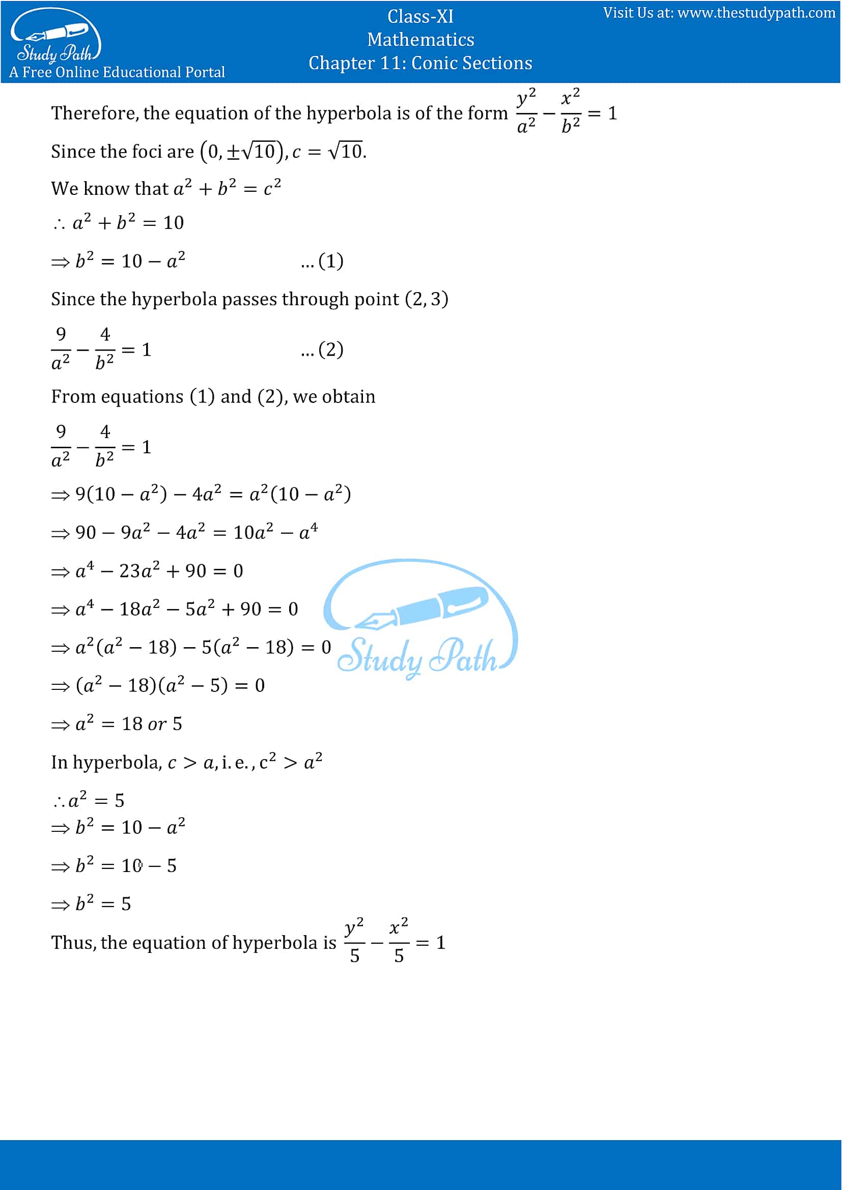 NCERT Solutions for Class 11 Maths chapter 11 Conic Section Exercise 11.4 Part-10