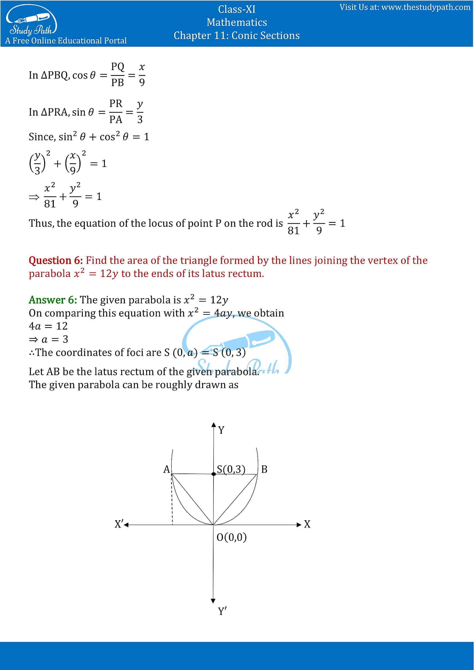 NCERT Solutions for Class 11 Maths chapter 11 Conic Section Miscellaneous Exercise Part-6