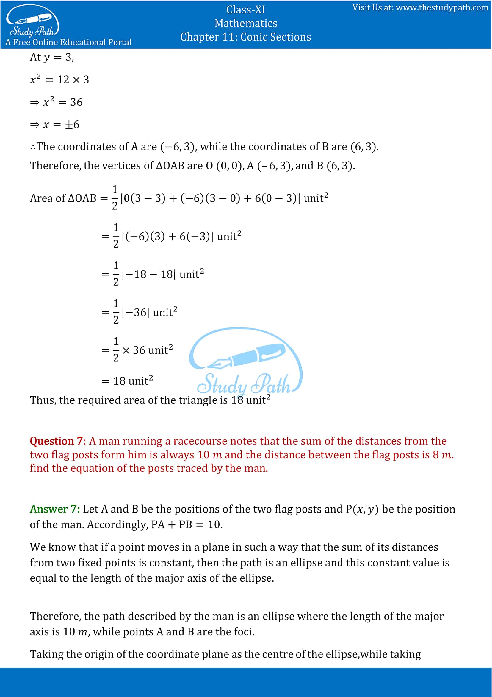 NCERT Solutions for Class 11 Maths chapter 11 Conic Section Miscellaneous Exercise Part-7