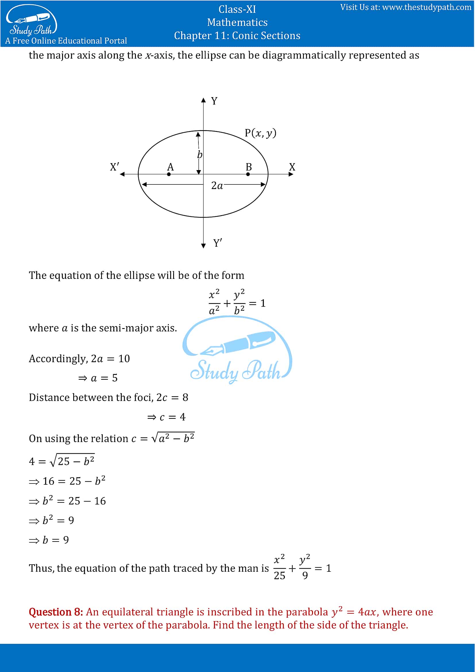 NCERT Solutions for Class 11 Maths chapter 11 Conic Section Miscellaneous Exercise Part-8