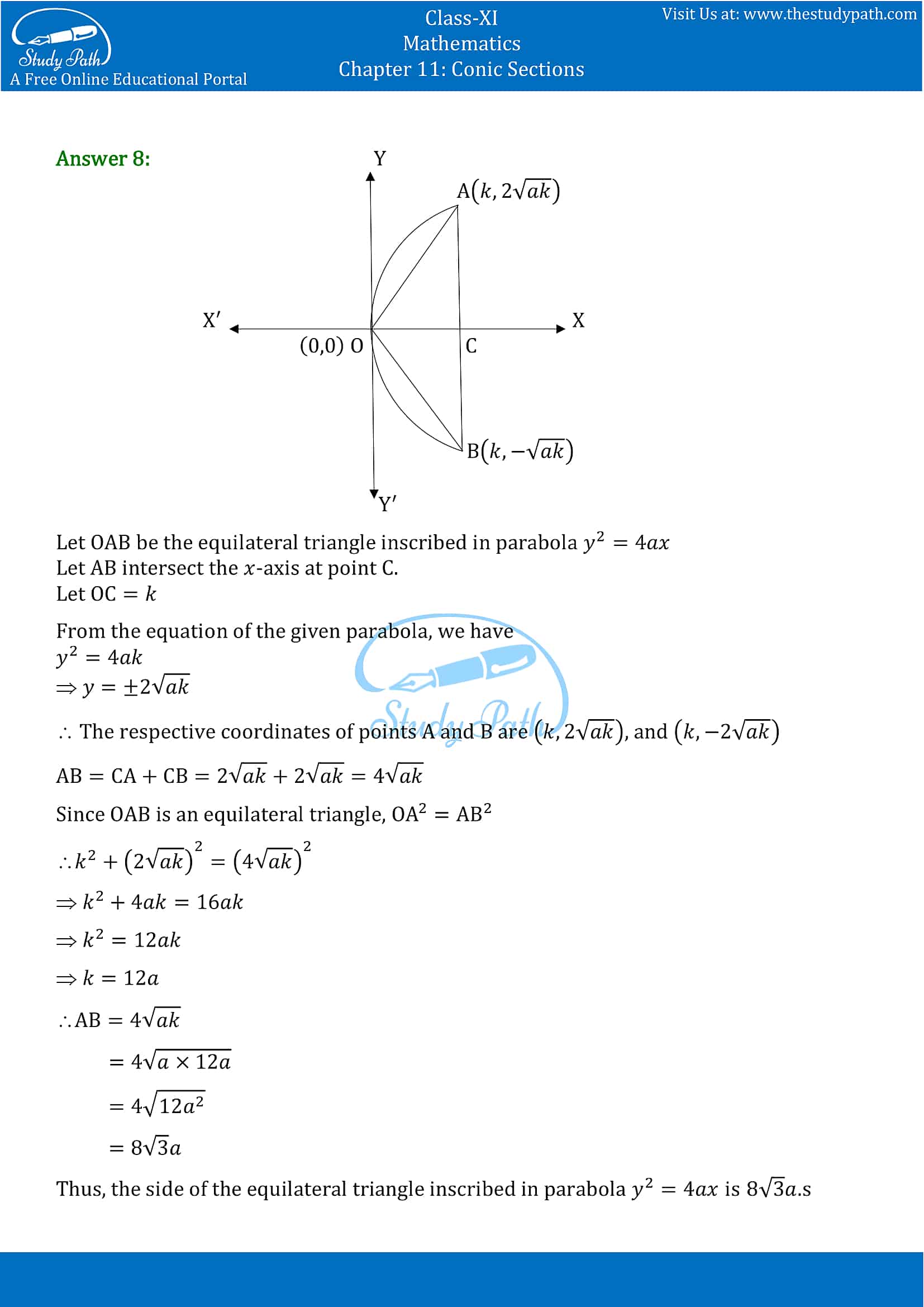 NCERT Solutions for Class 11 Maths chapter 11 Conic Section Miscellaneous Exercise Part-9