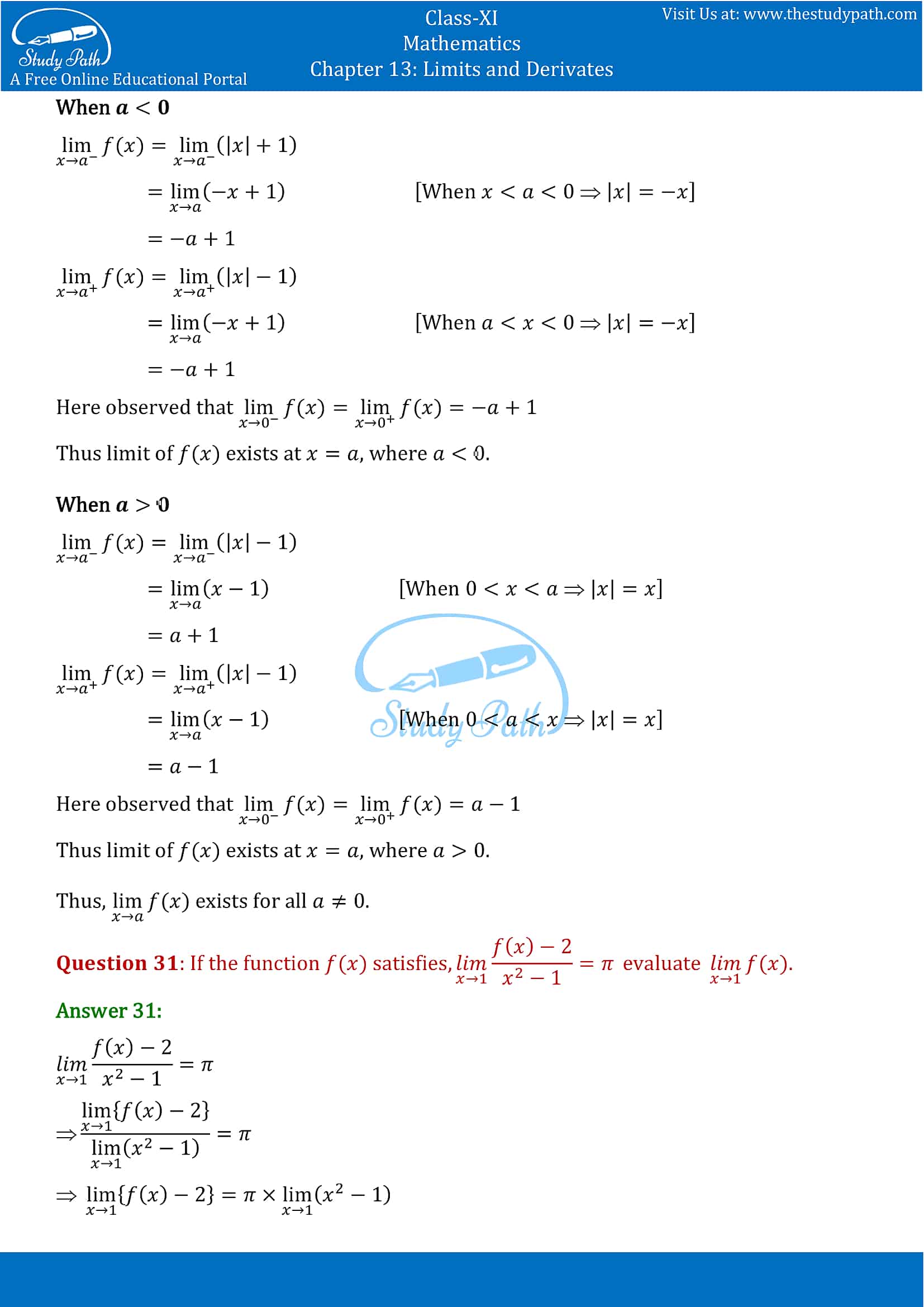 NCERT Solutions for Class 11 Maths chapter 13 Limits and Derivatives Exercise 13.1 Part-13