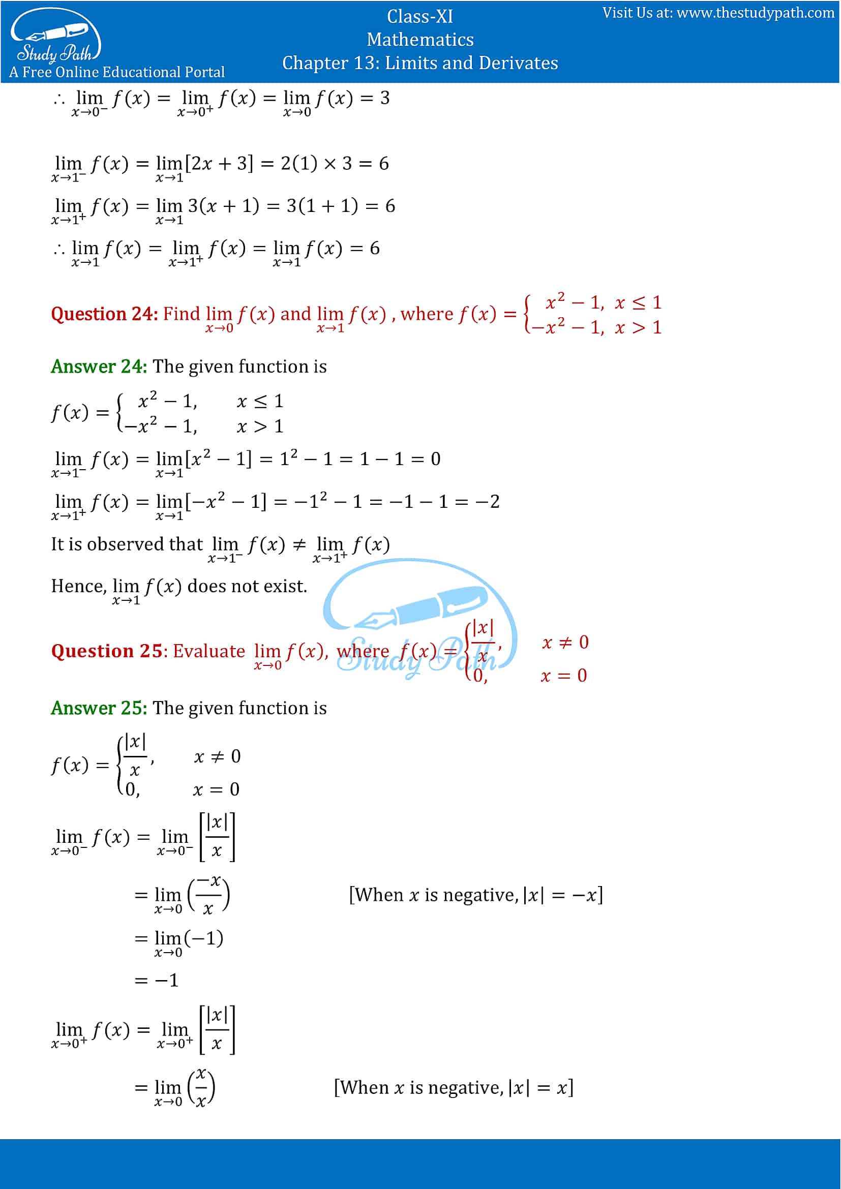 NCERT Solutions for Class 11 Maths chapter 13 Limits and Derivatives Exercise 13.1 Part-9