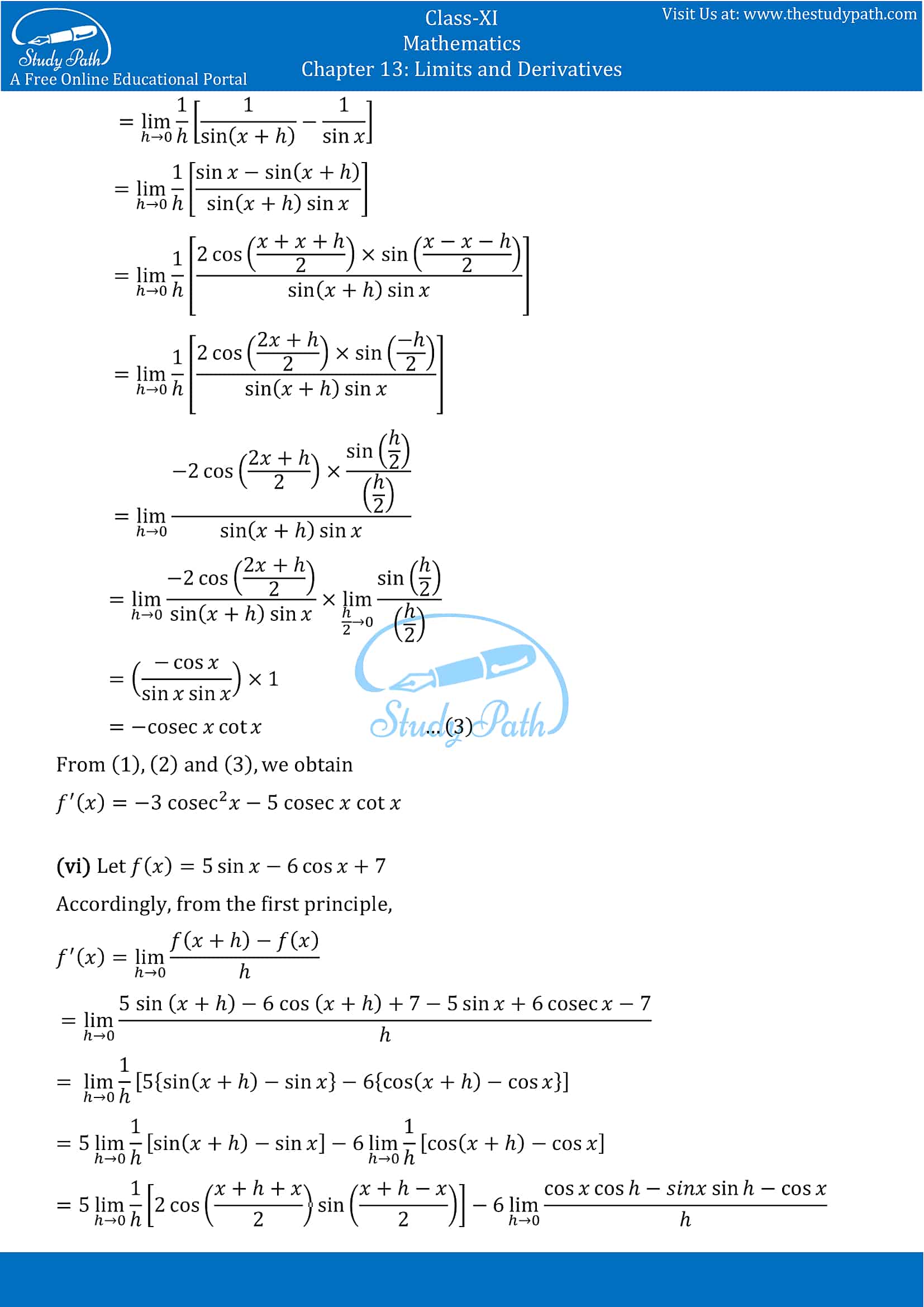 NCERT Solutions for Class 11 Maths chapter 13 Limits and Derivatives Exercise 13.2 Part-14