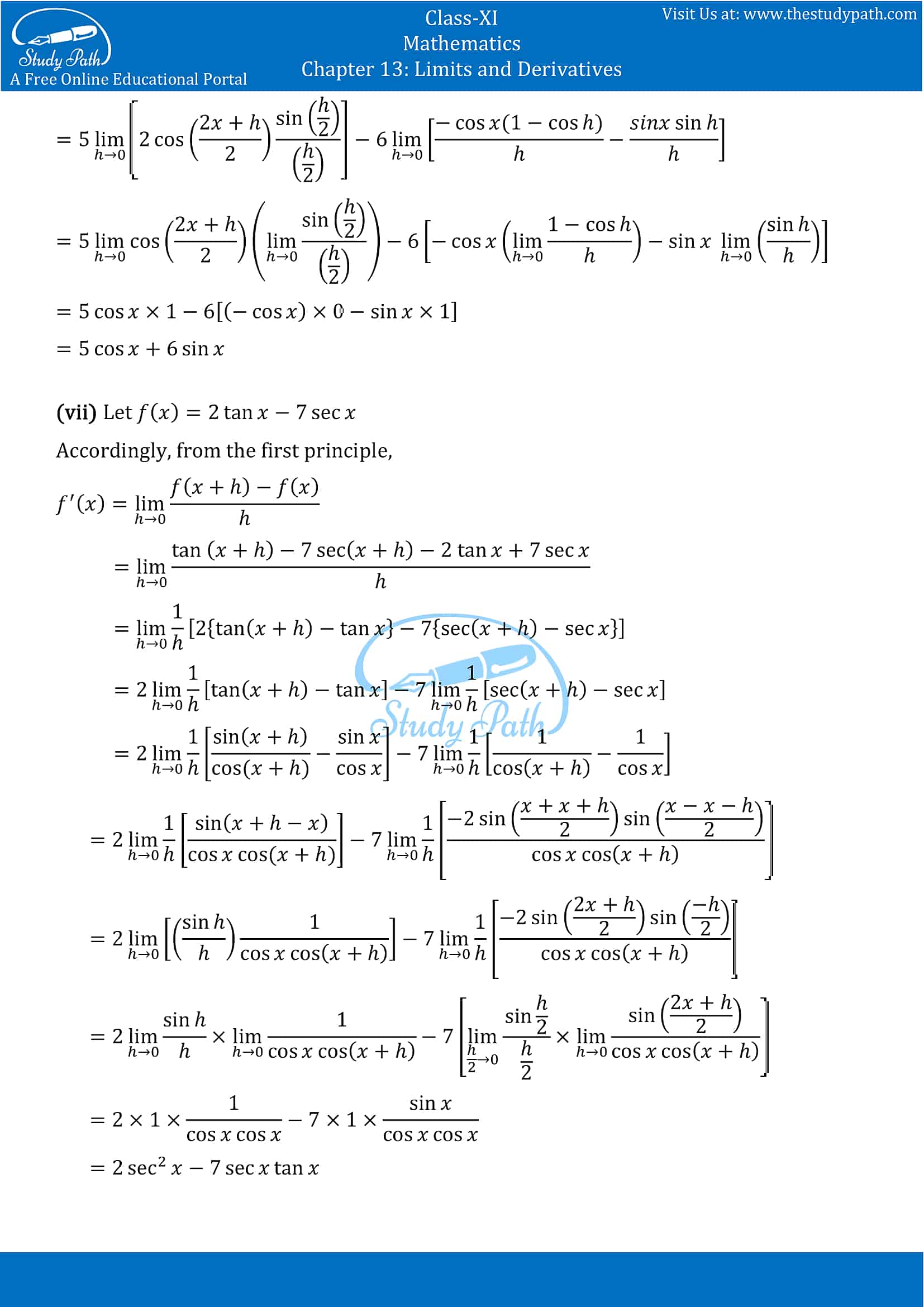 NCERT Solutions for Class 11 Maths chapter 13 Limits and Derivatives Exercise 13.2 Part-15