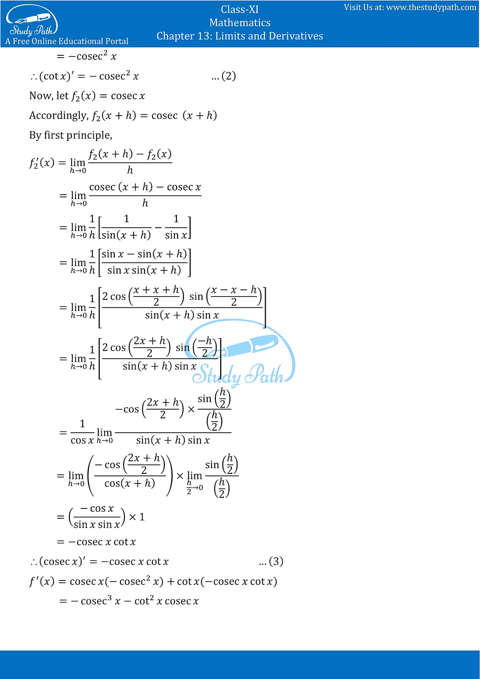 NCERT Solutions for Class 11 Maths chapter 13 Limits and Derivatives Miscellaneous Exercise Part-11