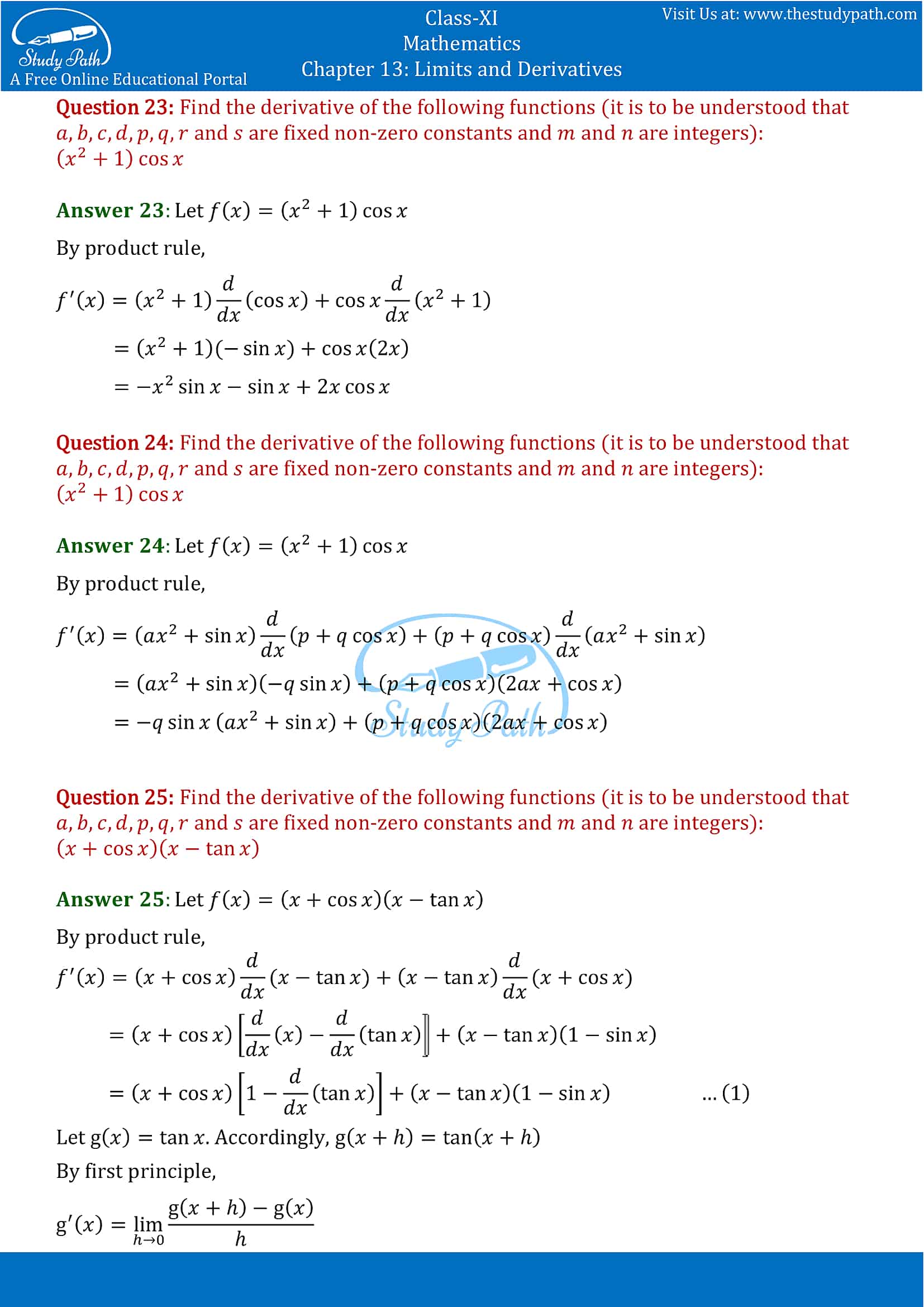 NCERT Solutions for Class 11 Maths chapter 13 Limits and Derivatives Miscellaneous Exercise Part-17